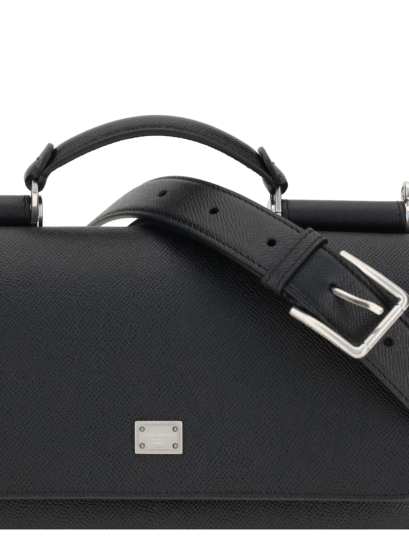 Dolce & Gabbana My Sicily Leather Handbag In Black