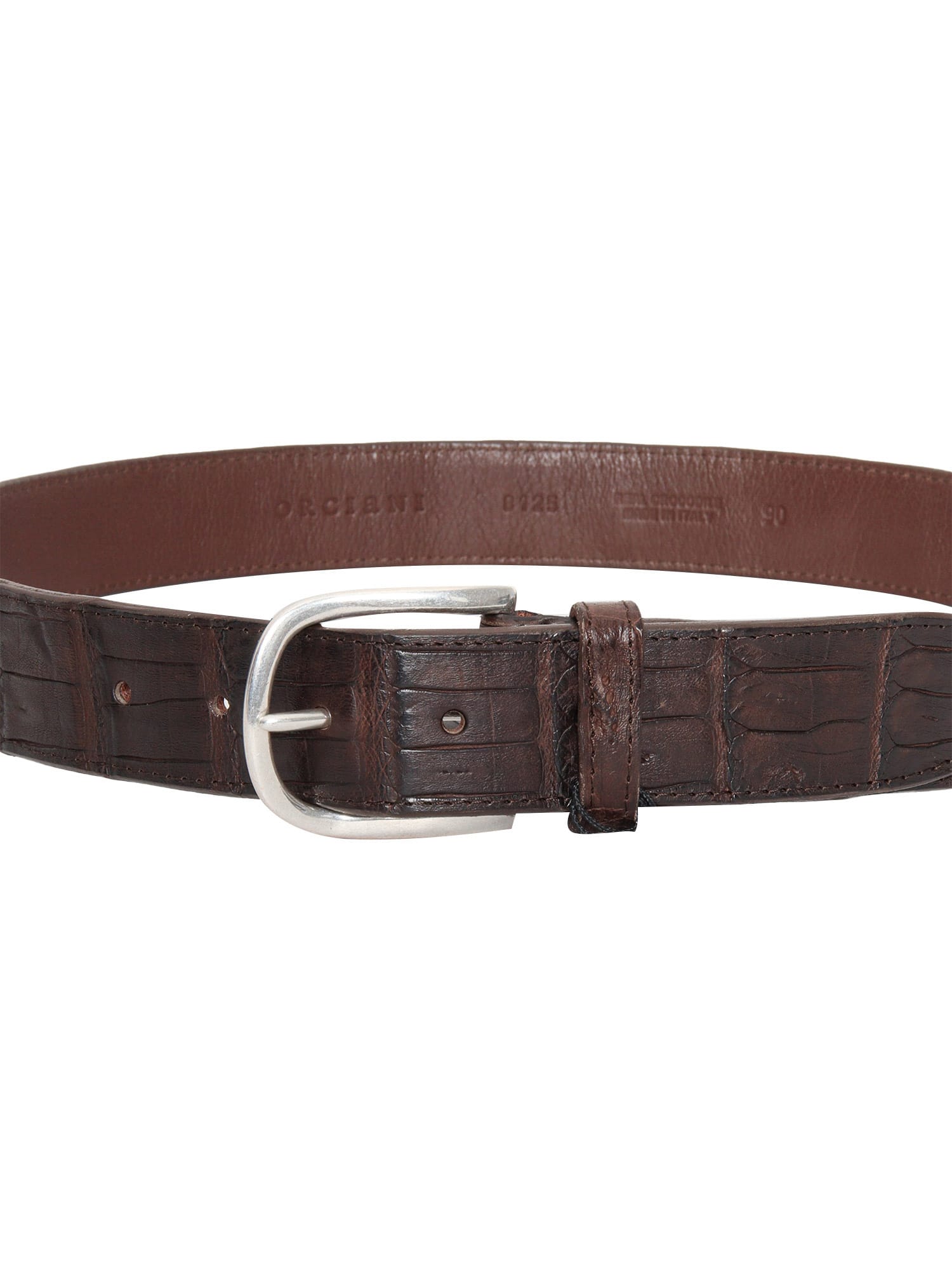 Shop Orciani Classic Cocco Belt In Brown
