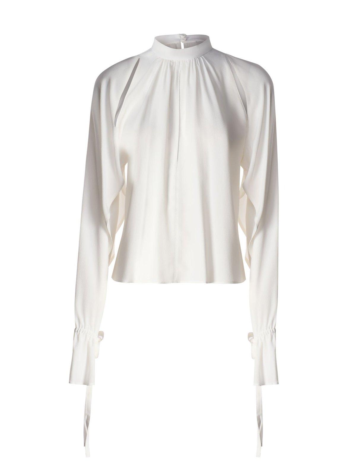 Shop Pinko Ruffled Sleeve Blouse In Bianco Gelato/vaniglia