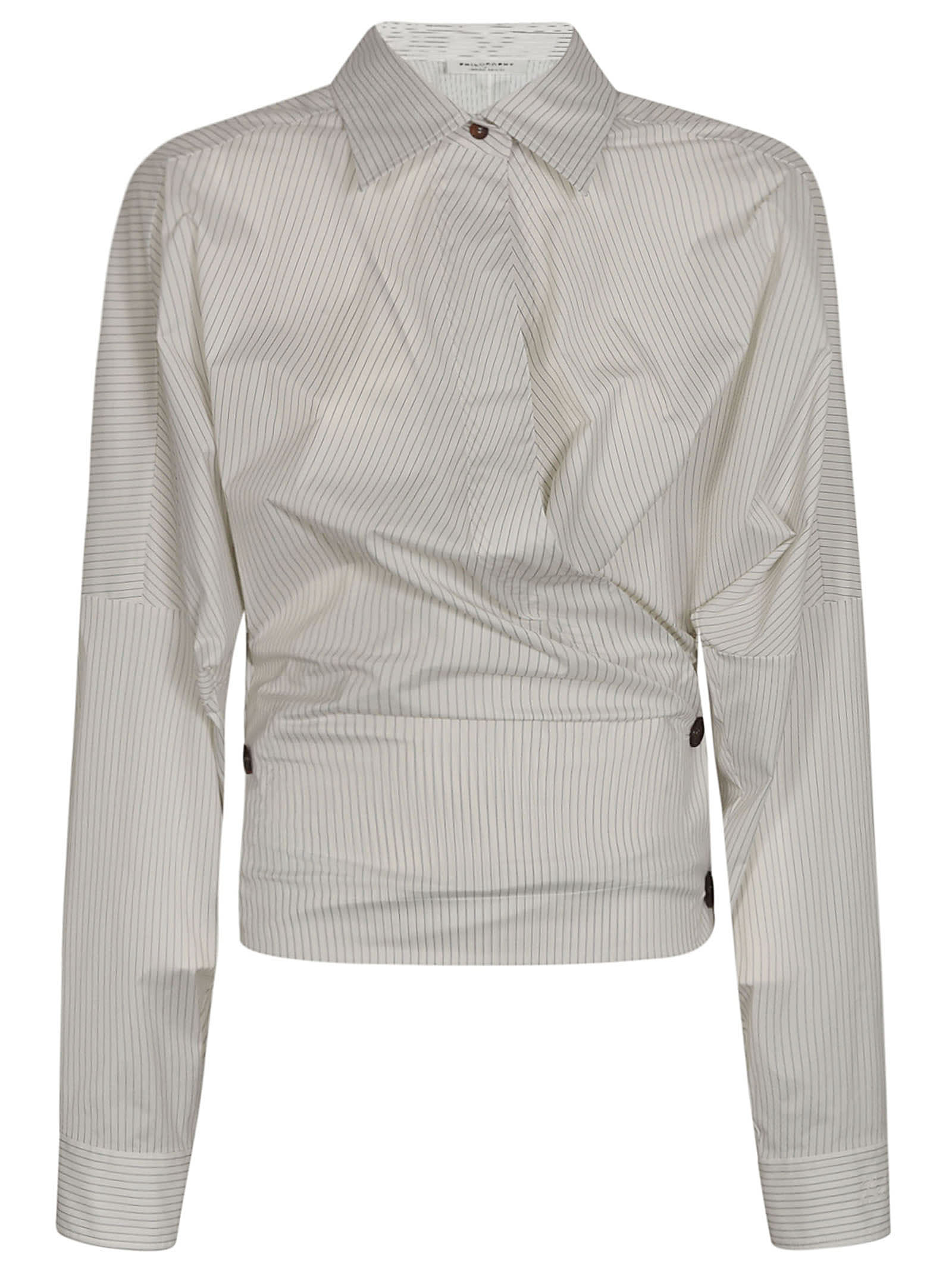 Shop Philosophy Di Lorenzo Serafini Wrap Stripe Shirt In White