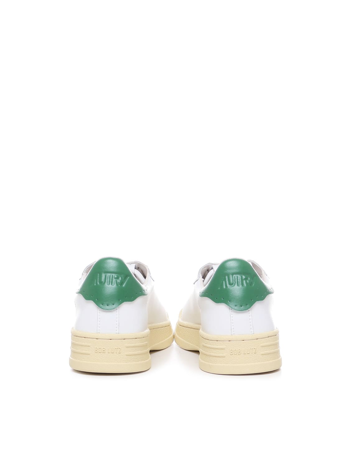 Shop Autry Bob Lutz Low Leather Sneakers In Bianco E Verde