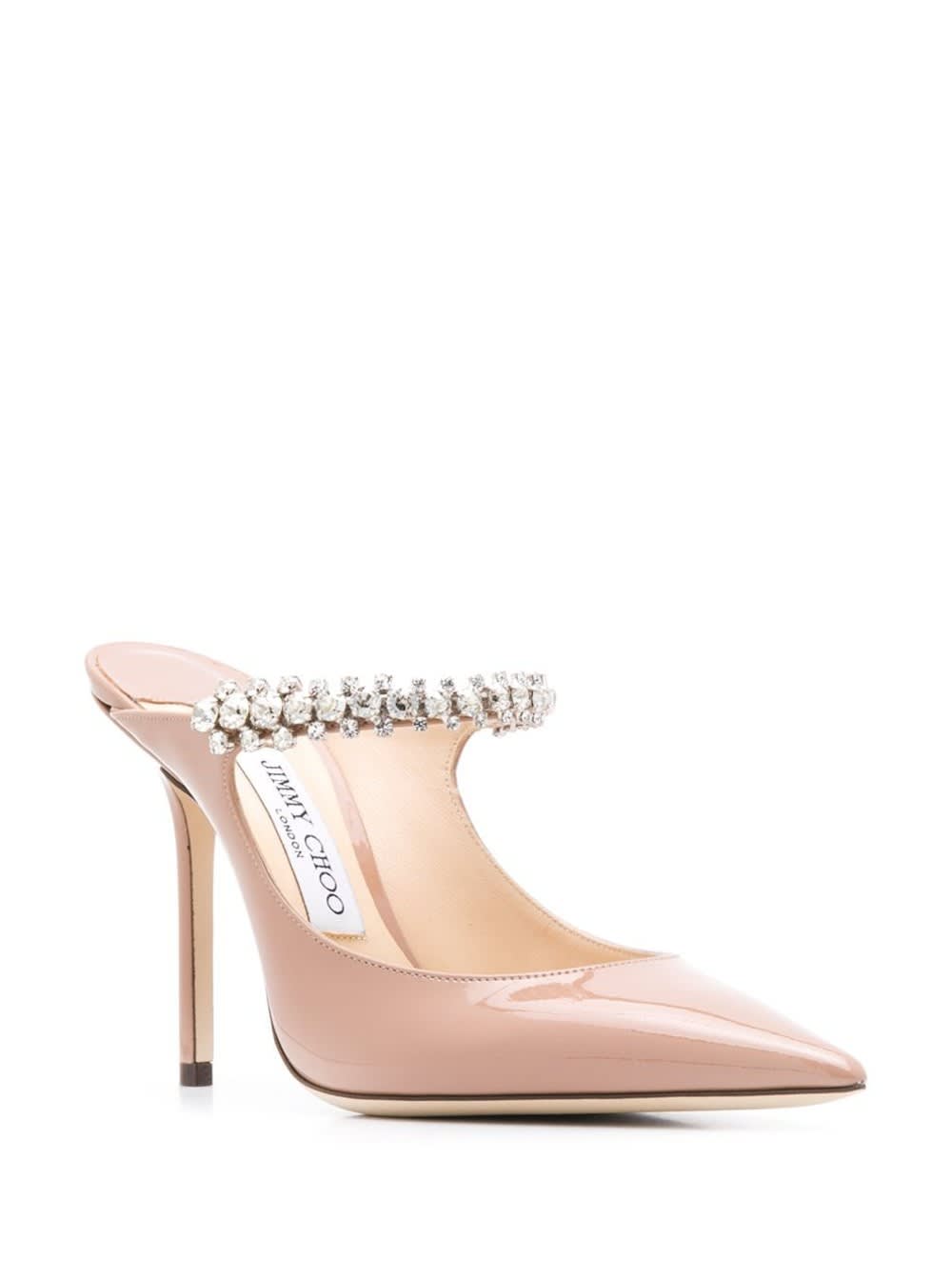 Shop Jimmy Choo Womans Pink Patent Leather Pumps With Crystal Strap Detail In Ballet Pink