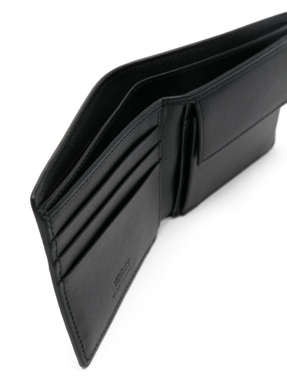 Shop Versace Wallet With Coin Calf In P Black Palladium