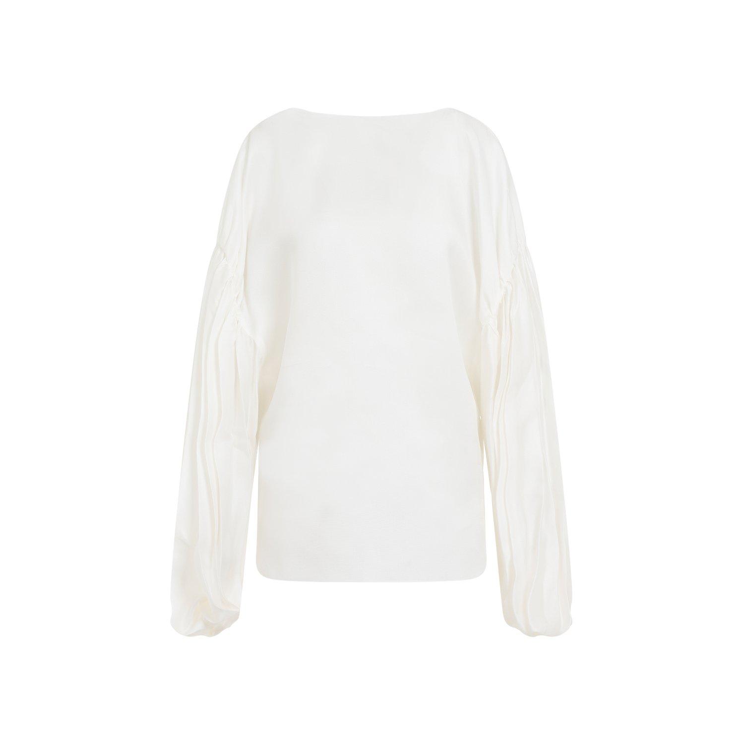 Khaite The Quico Puff-sleeved Blouse In Chalk