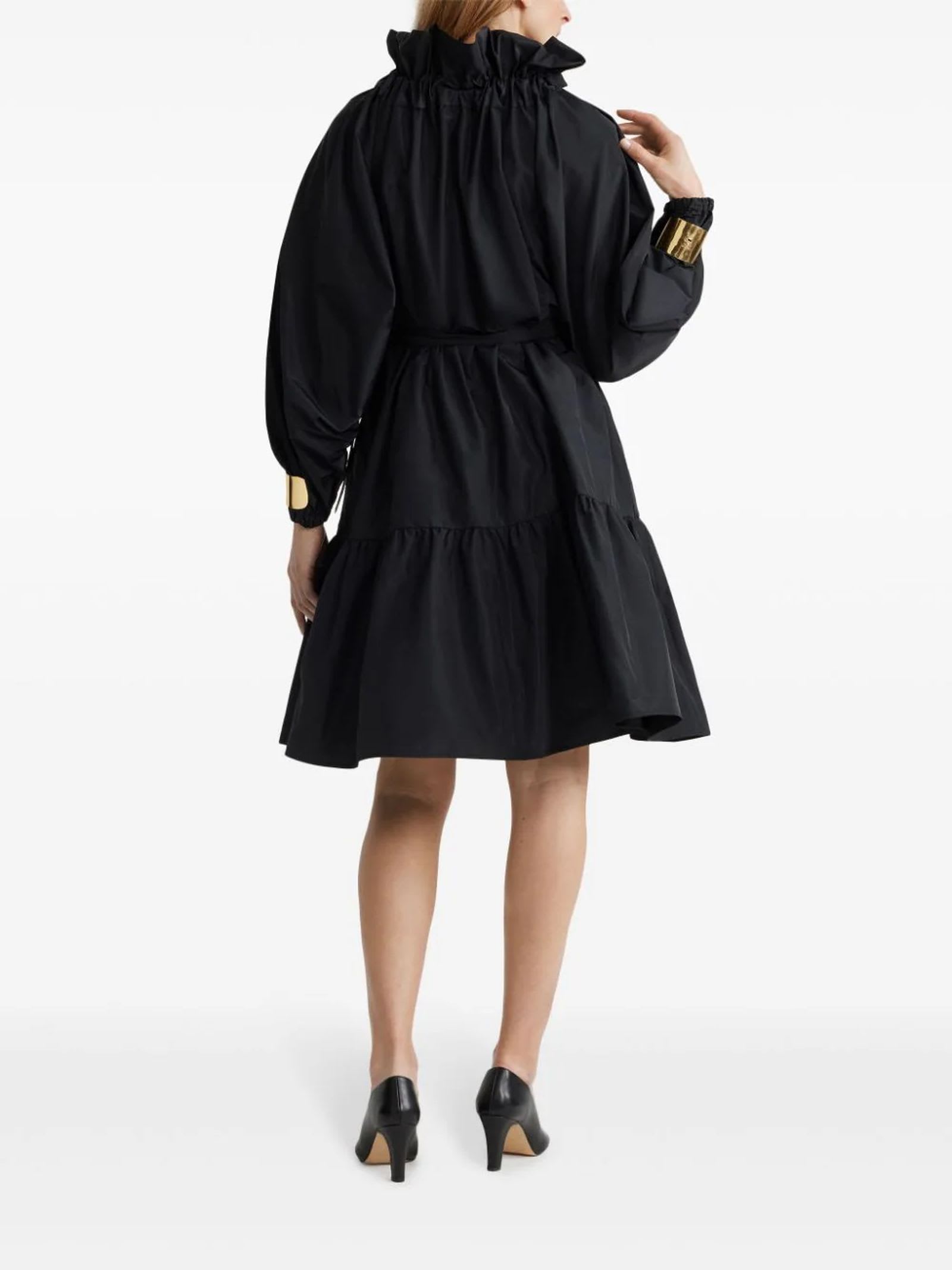Shop Patou Black Iconic Drawstring Mini Dress