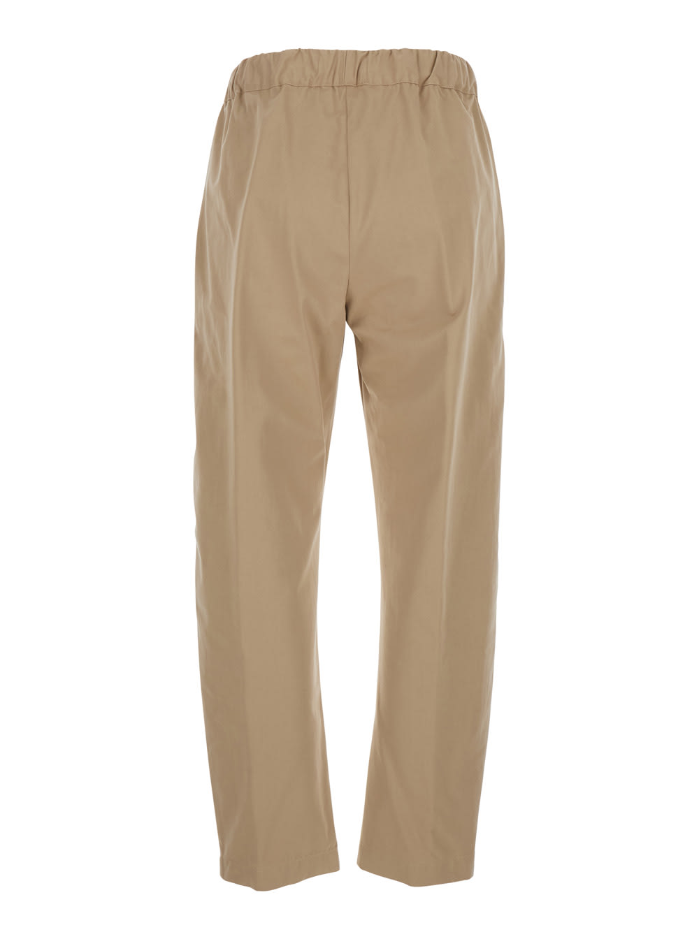 Shop Semicouture Buddy Beige Pants With Drawstring Waist In Cotton Women