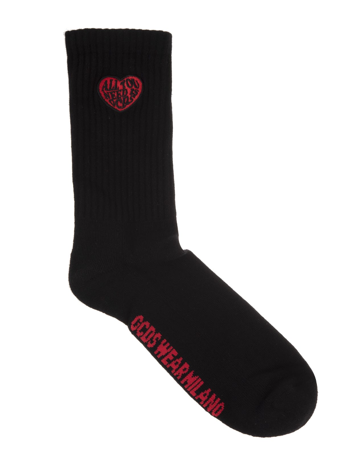 GCDS Man Black Socks With Heart Patch