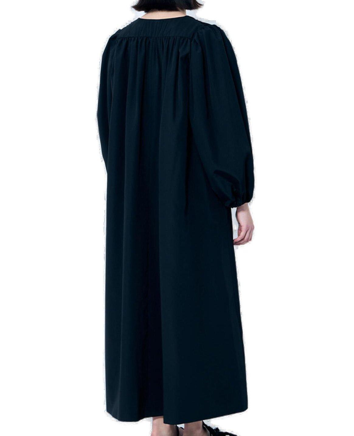 The Row Beauvoir Silk And Wool Maxi Dress In Black