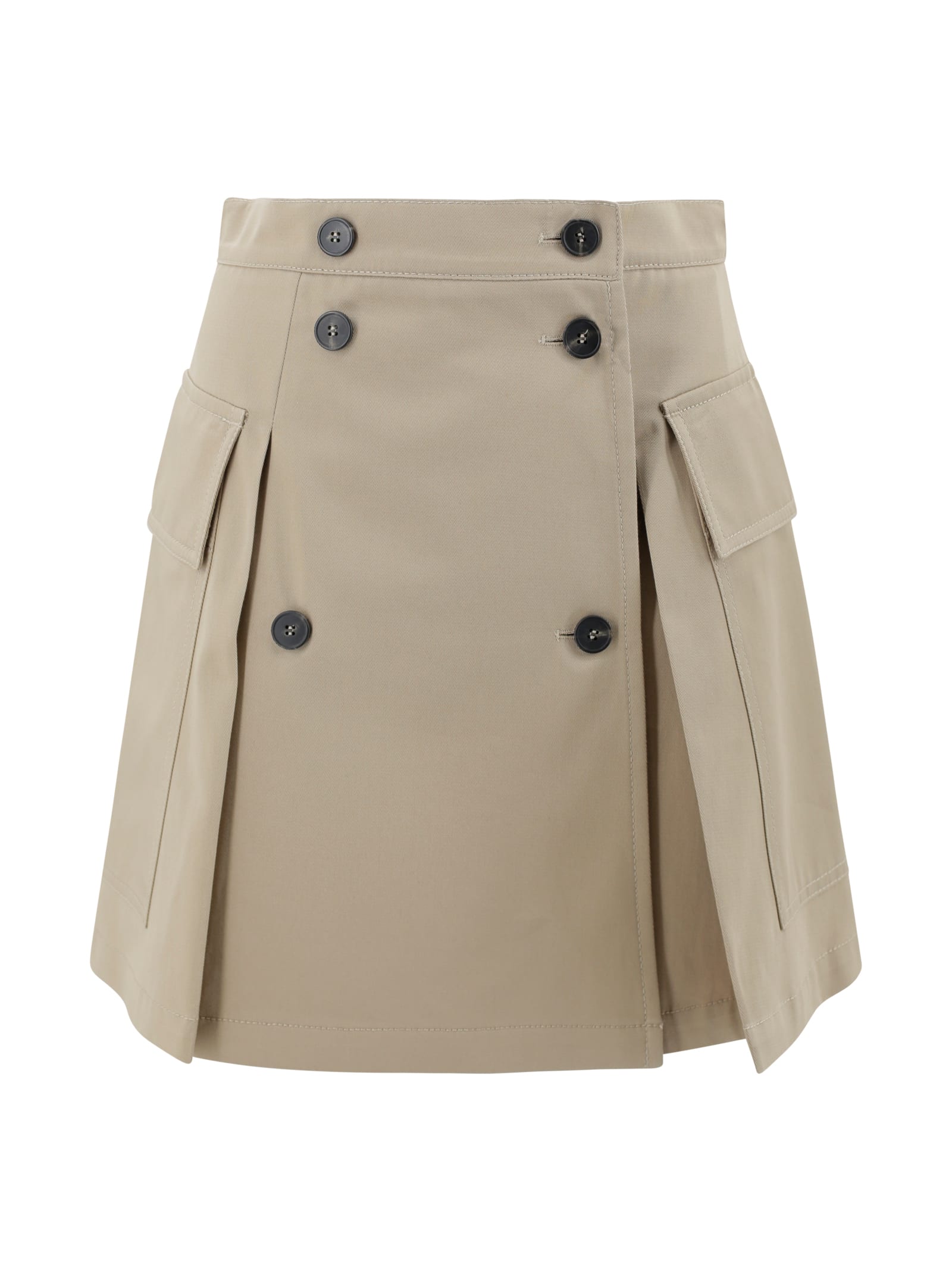 Beige Cotton Zebio Mini Skirt