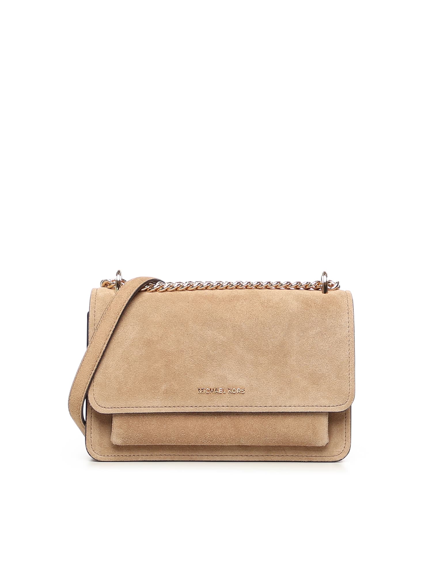 Michael Michael Kors Claire Suede Shoulder Bag In Brown