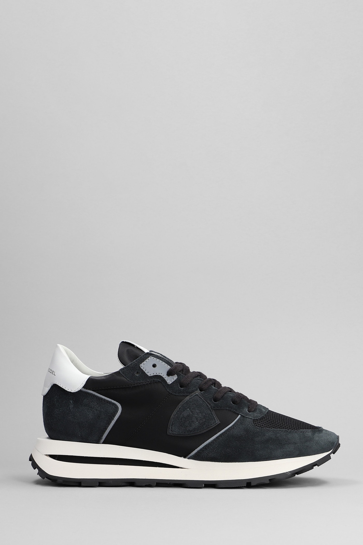 Philippe Model Tropez Haute Low Sneakers In Black Suede And Fabric