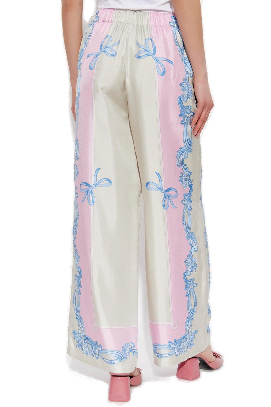 Versace Silk Twill Pajama-style Trousers With Medusa Cameo Print