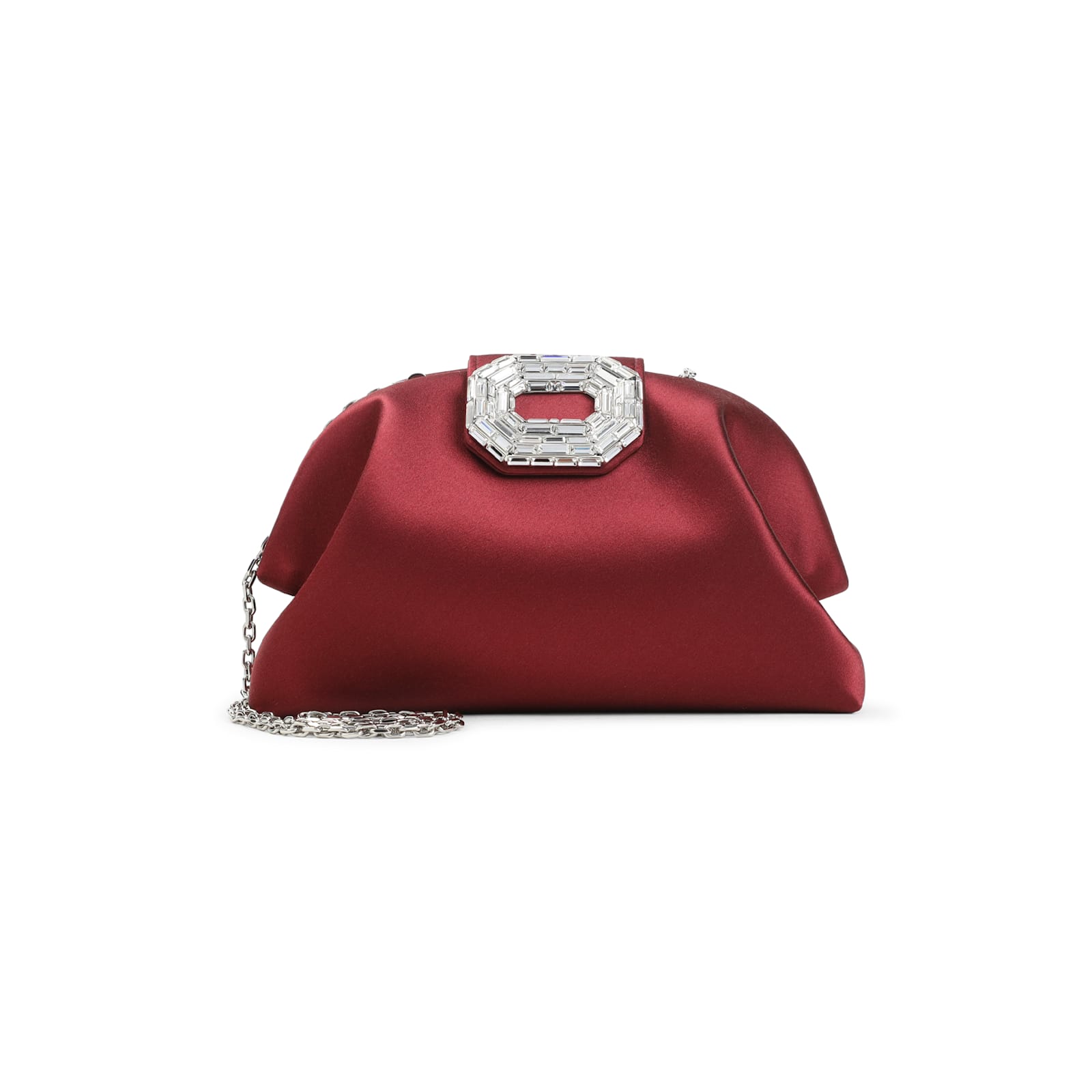 Amina Muaddi Camelia Crystal-buckle Clutch Bag In Red