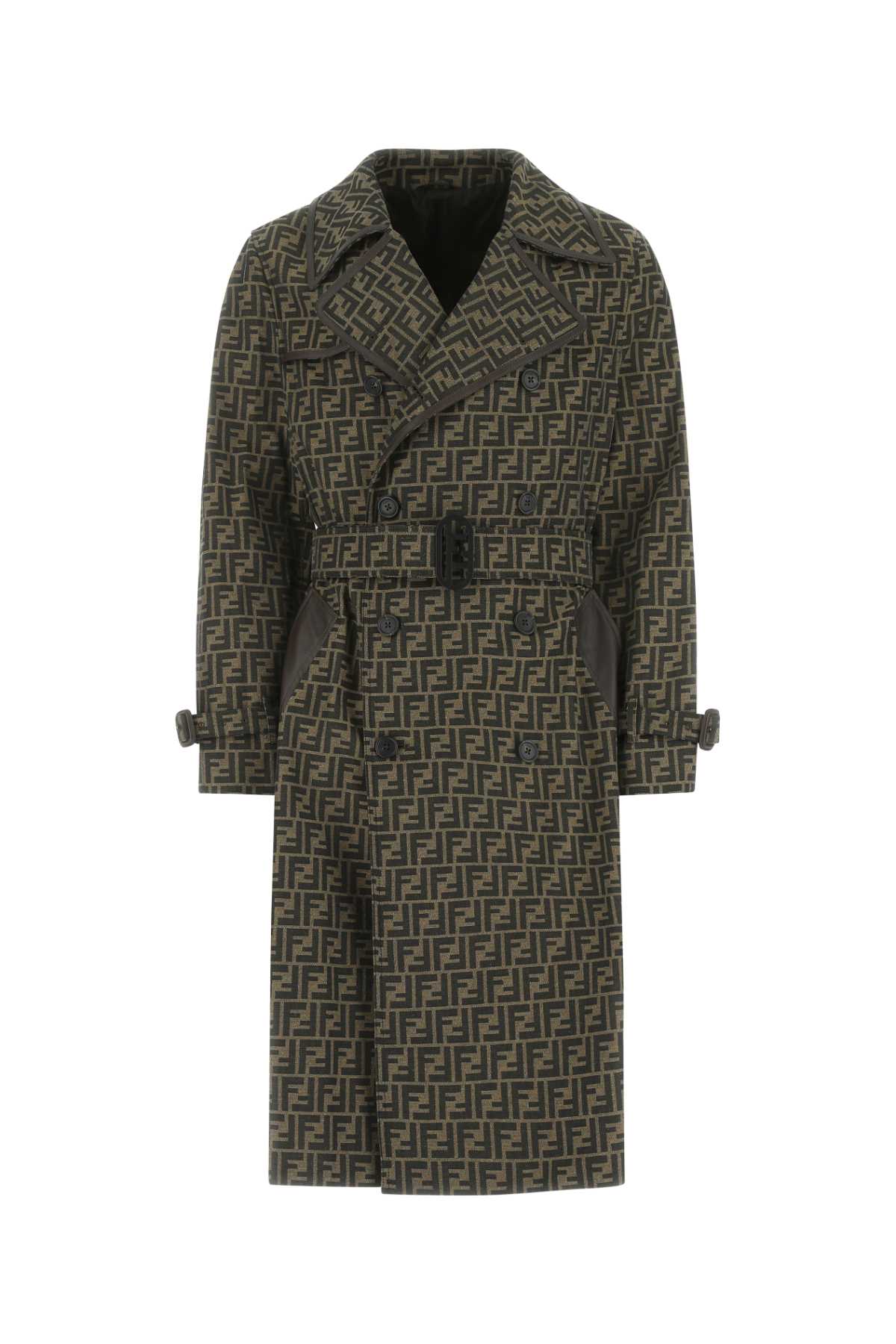 Shop Fendi Embroidered Polyester Blend Trench Coat In F1440