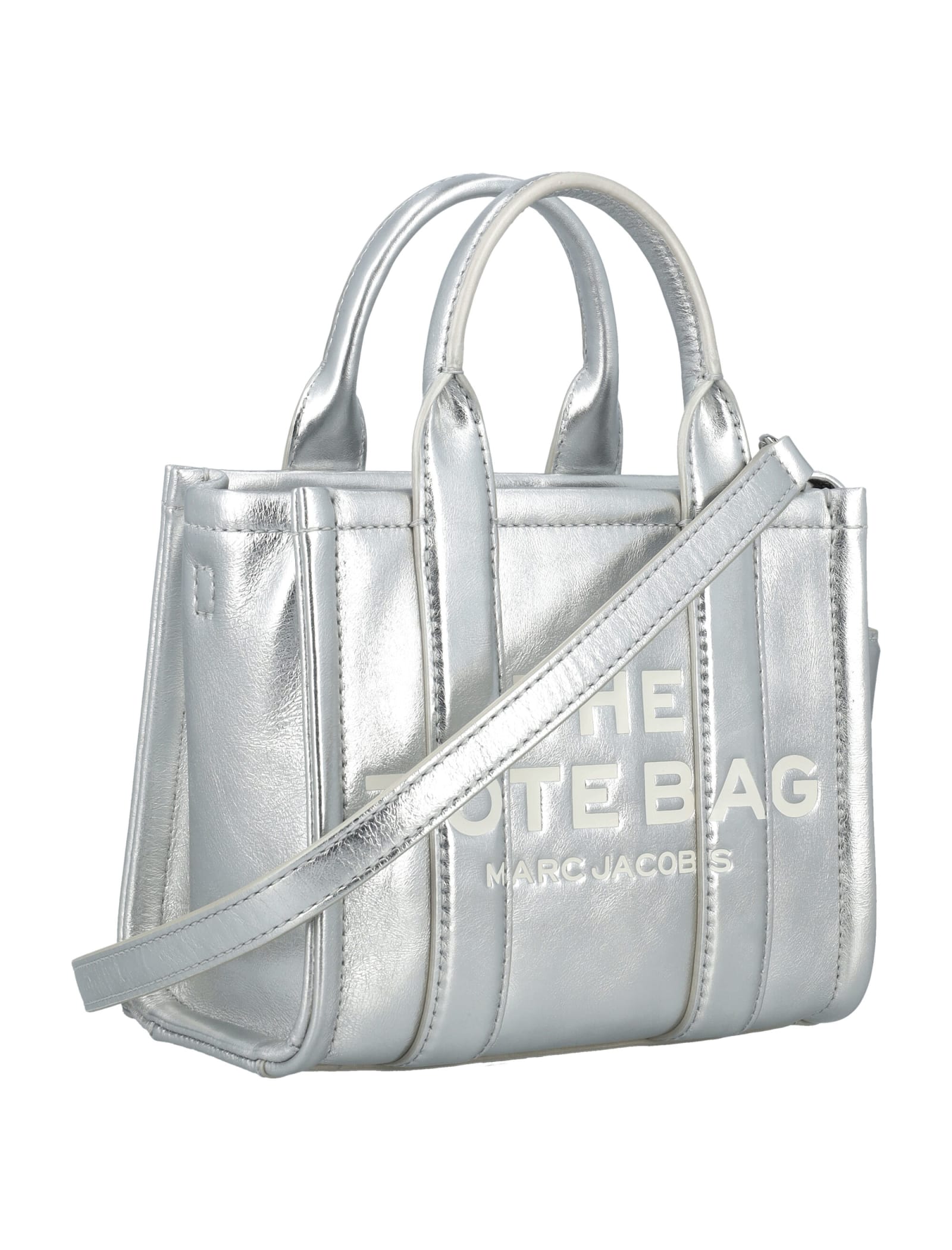 Shop Marc Jacobs The Mini Tote Bag In Metallic Silver