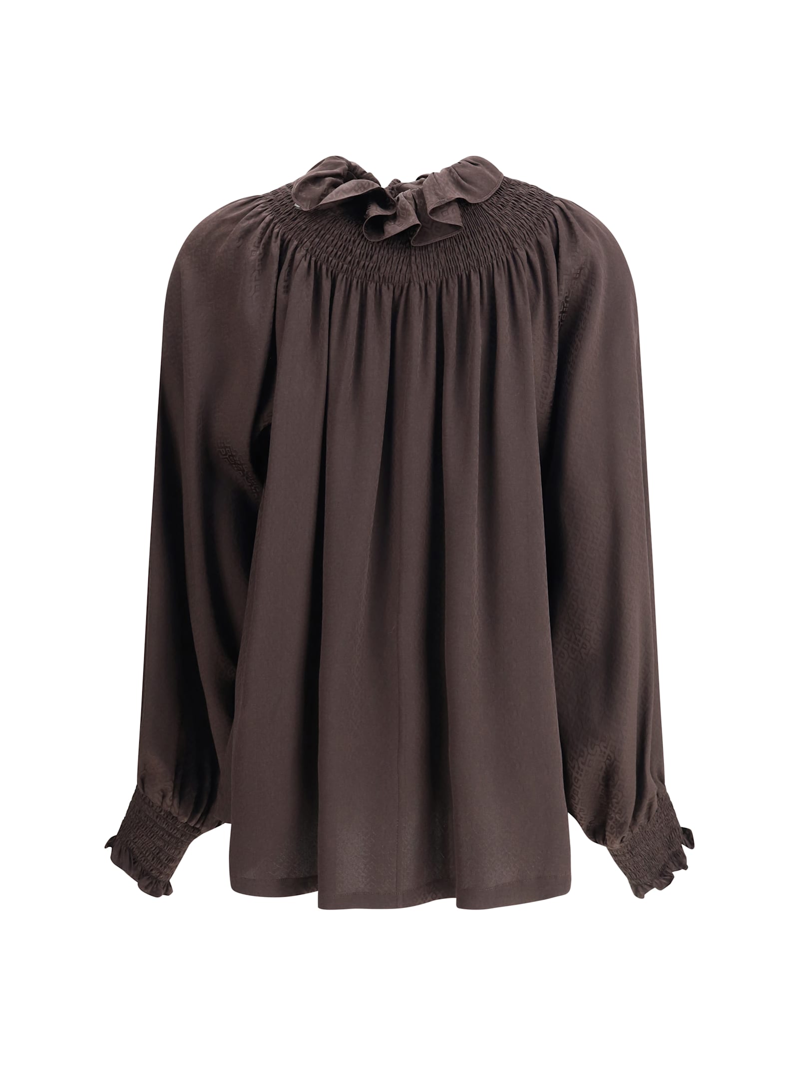 Burberry Geometric Silk Blouse In Brown