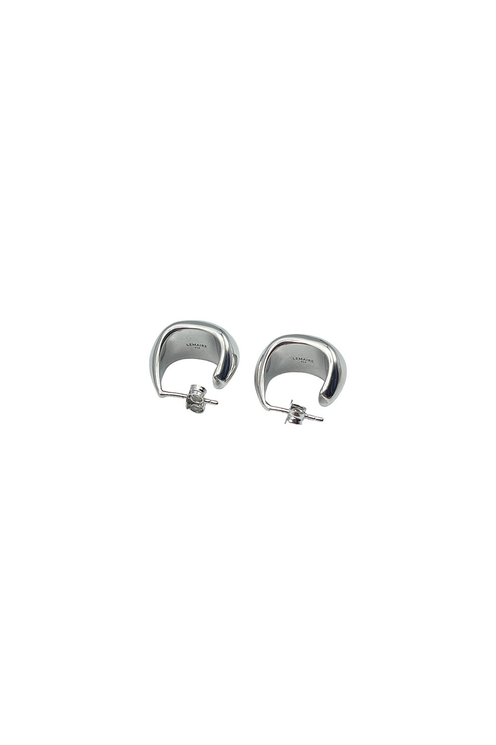 Shop Lemaire Curved Mini Drop Earrings In Silver