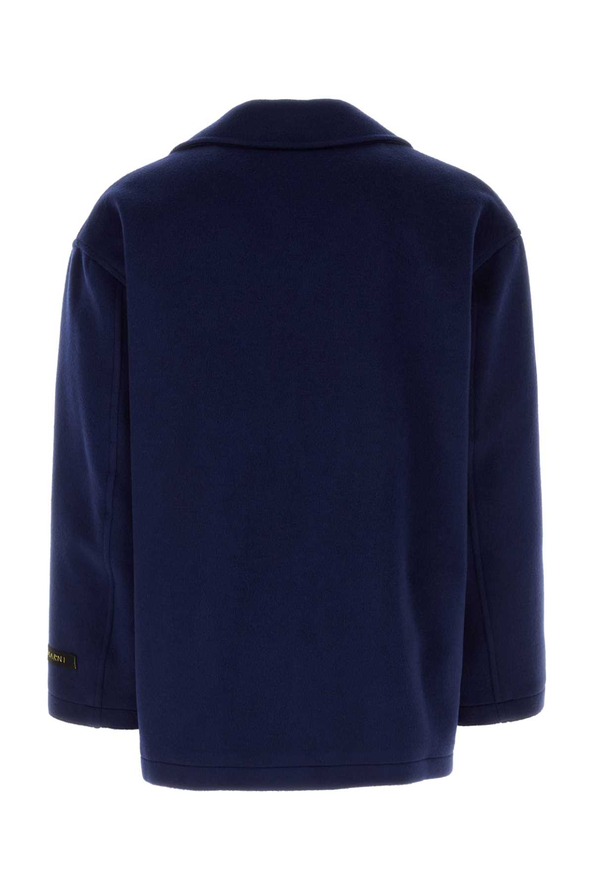 Shop Marni Blue Wool Blend Coat In Lightnavy