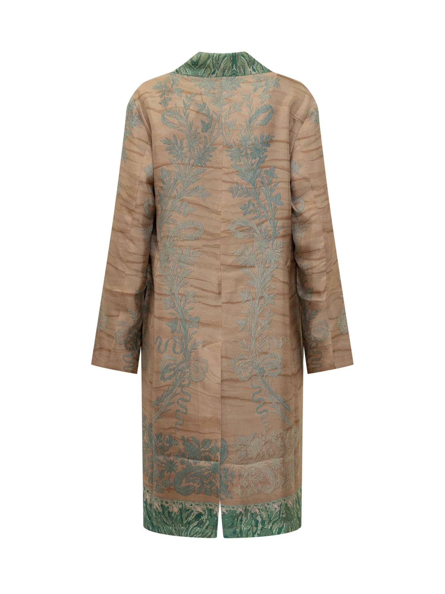 Shop Pierre-louis Mascia Silk Coat With Floral Pattern In Multi