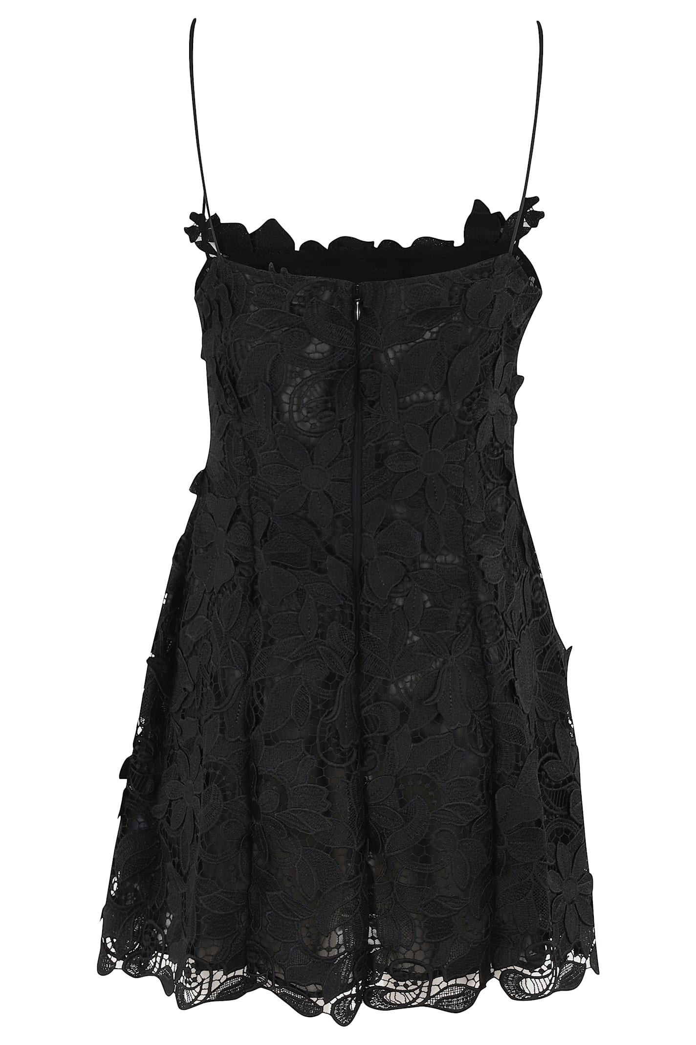 Blumarine Floral-lace Mini Party Dress In Black