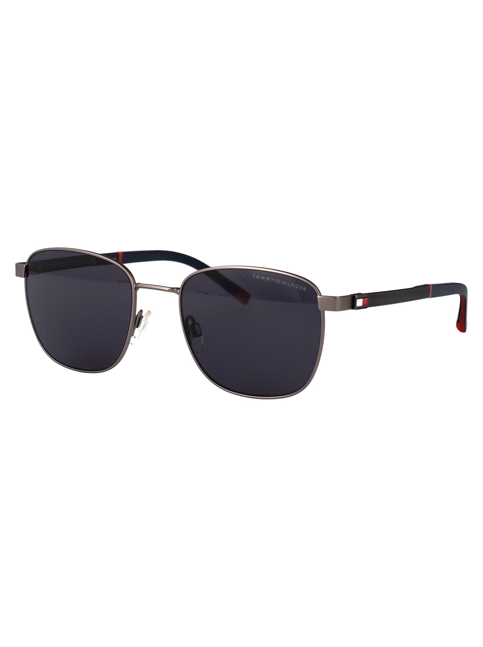 Tommy Hilfiger Dark Ruthenium Blue Stainless Steel Sunglasses In Black