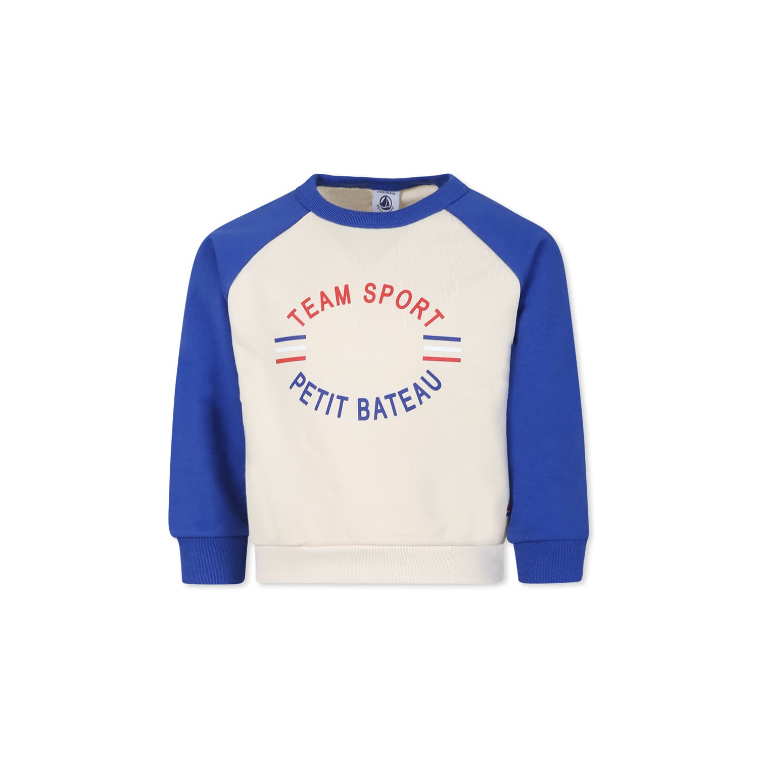 Petit Bateau Ivory Sweatshirt For Baby Boy With Logo In Ivory