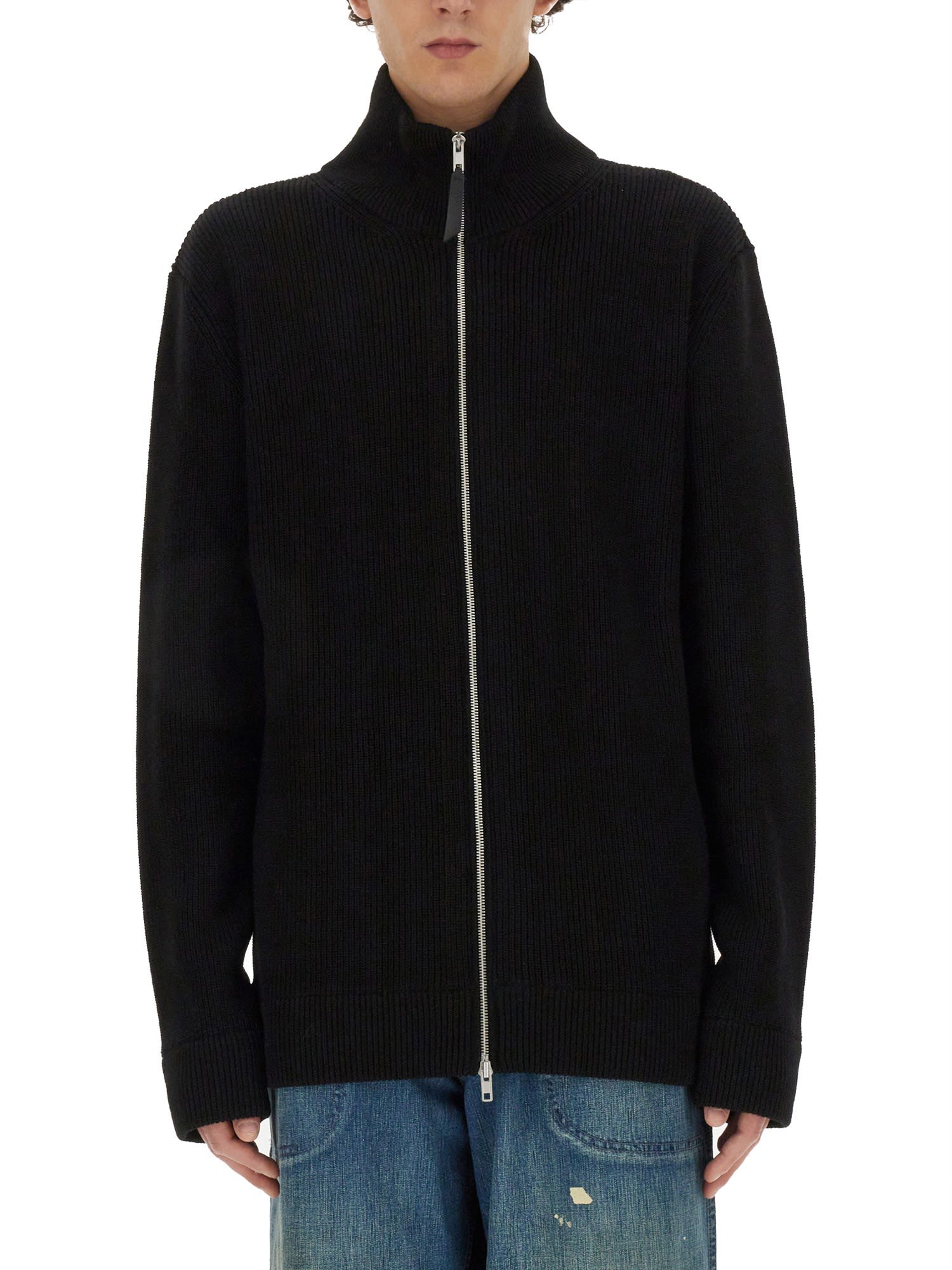 Shop Maison Margiela Zippered Cardigan In 900f