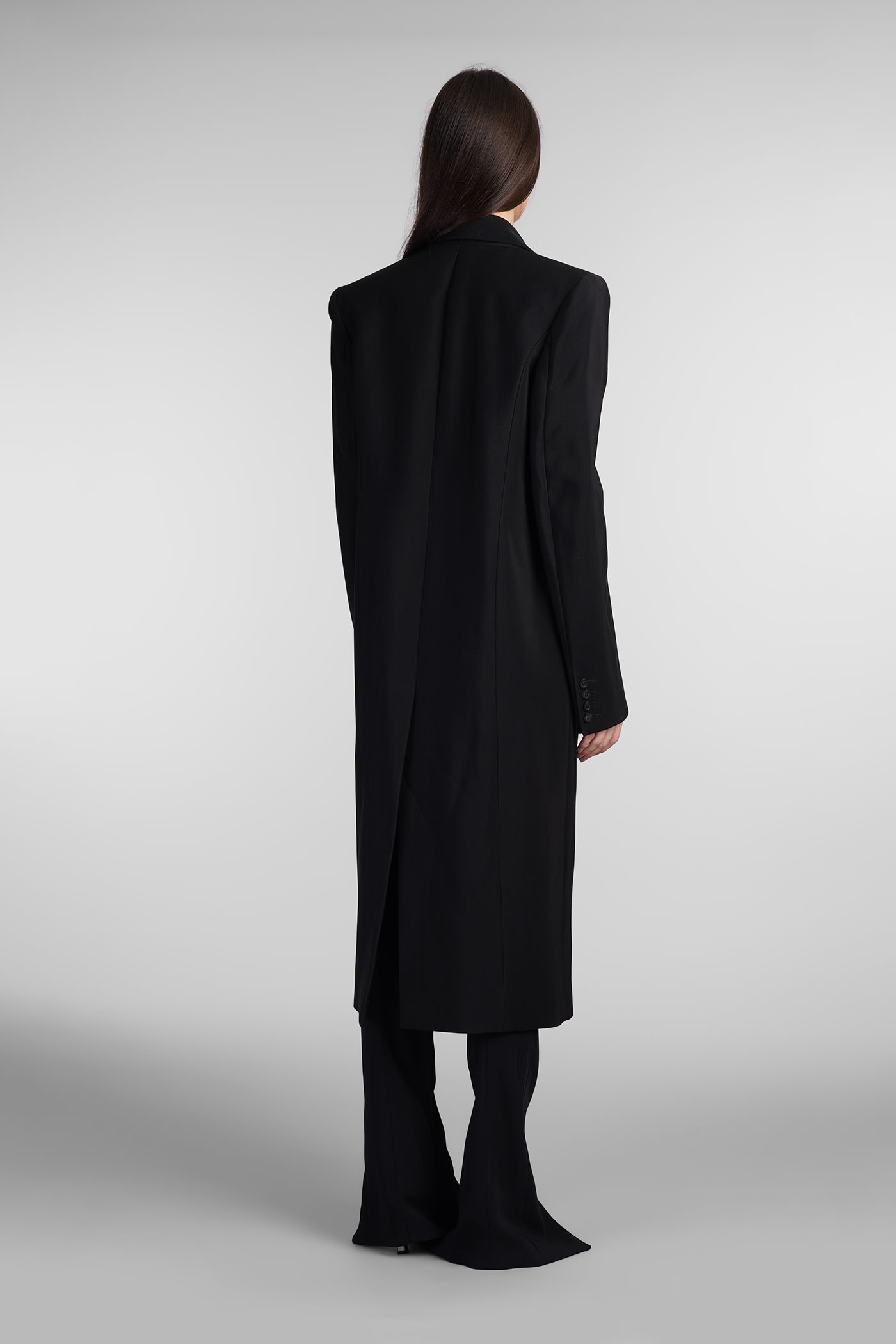 Shop Mugler Coat In Black Viscose