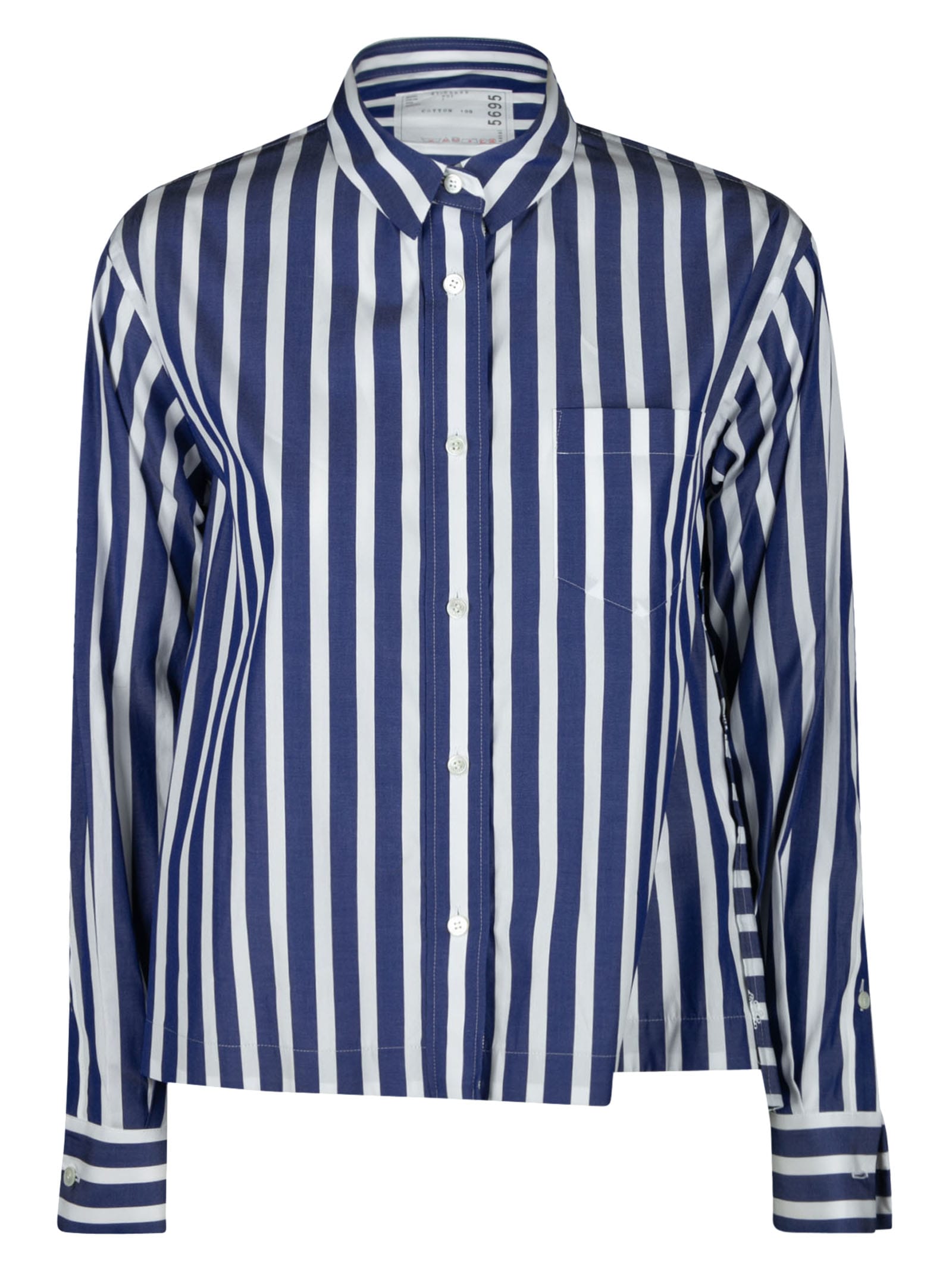 Sacai Asymmetric Perforated Stripe Shirt