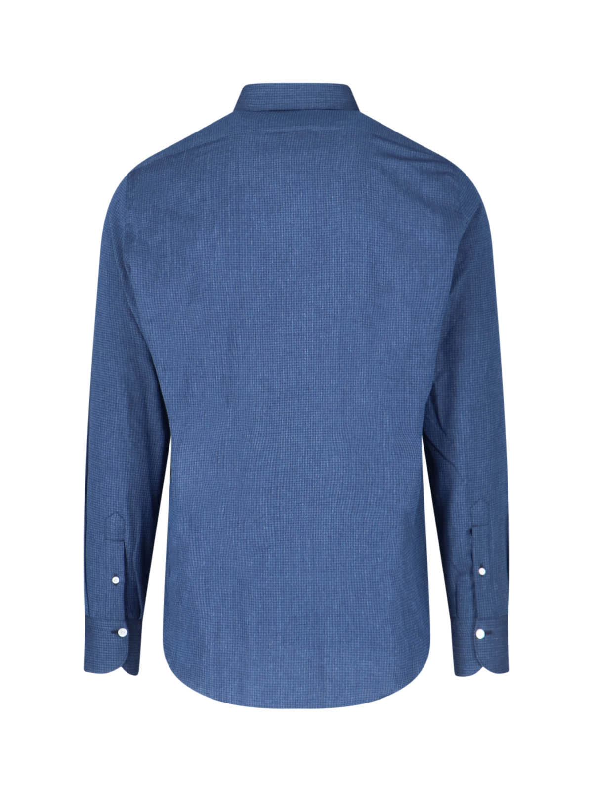 Finamore 1925 Finamore Structured Blue Cotton Shirt With Classic Collar In Blue