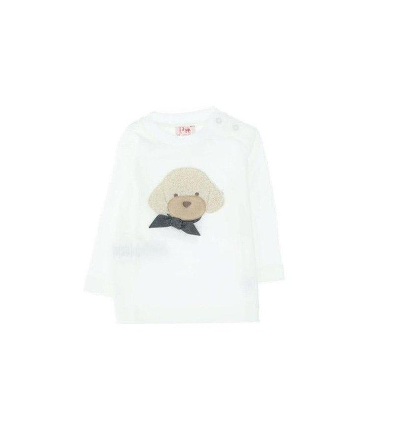 Il Gufo Babies' Poodle Detailed Teddy Fleece T-shirt In White