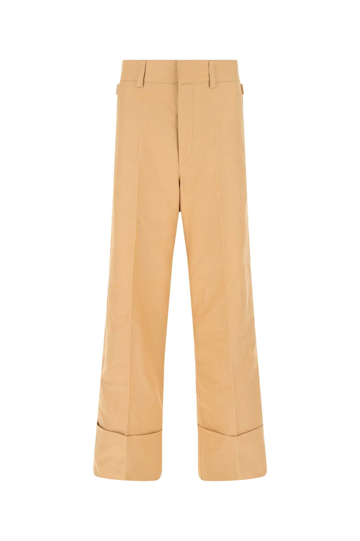 Shop Quira Camel Cotton Wide Leg Pant In Q0072