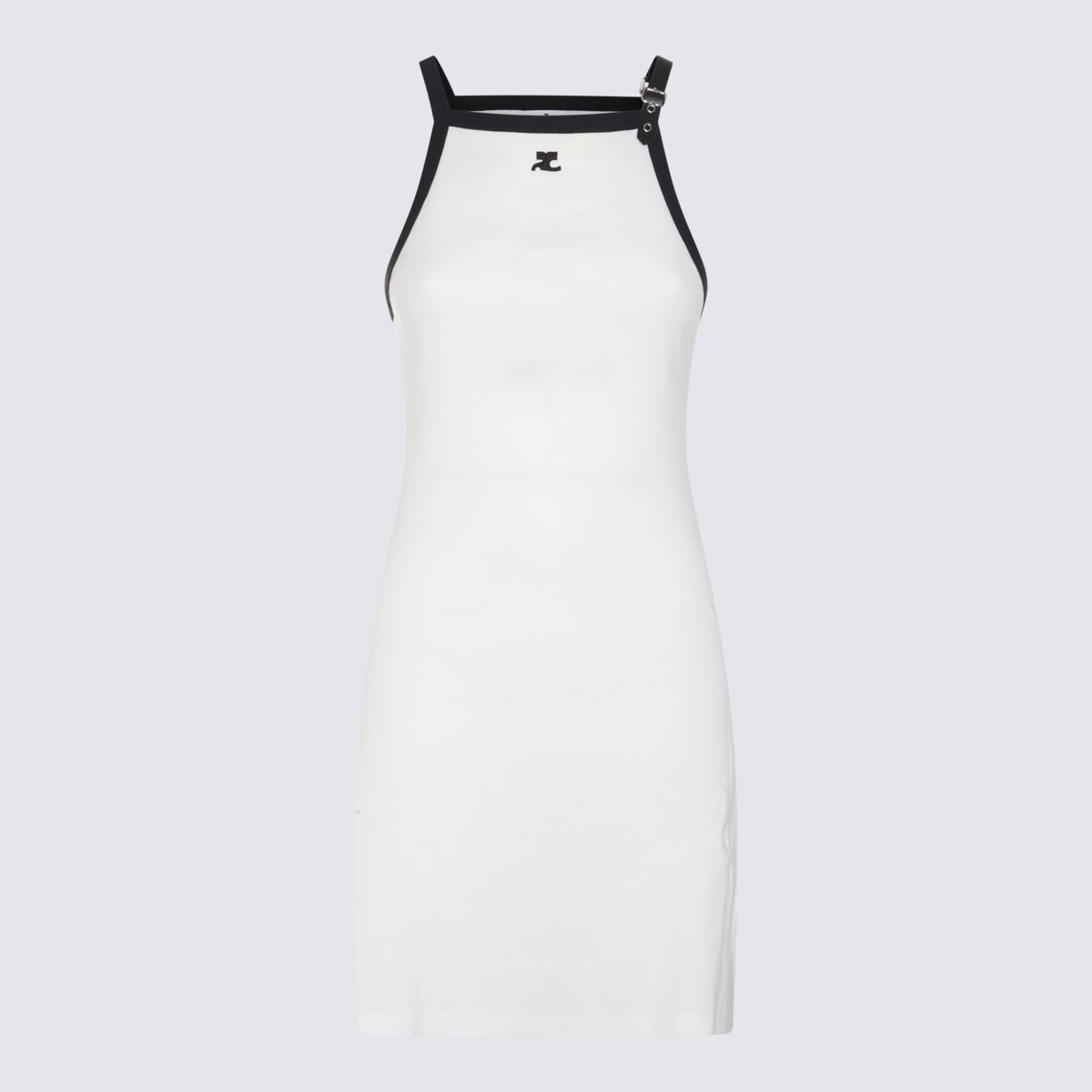 Courrèges White And Black Cotton Dress In Heritage White/black