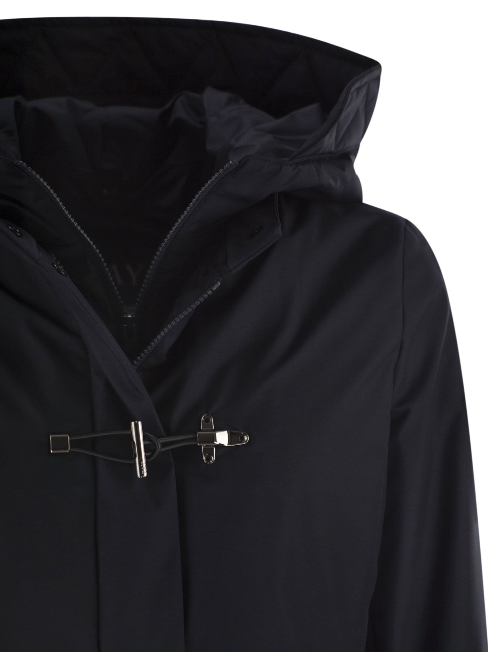 Fay Double-breasted Toggle Coat With Detachable Front Panel In Black