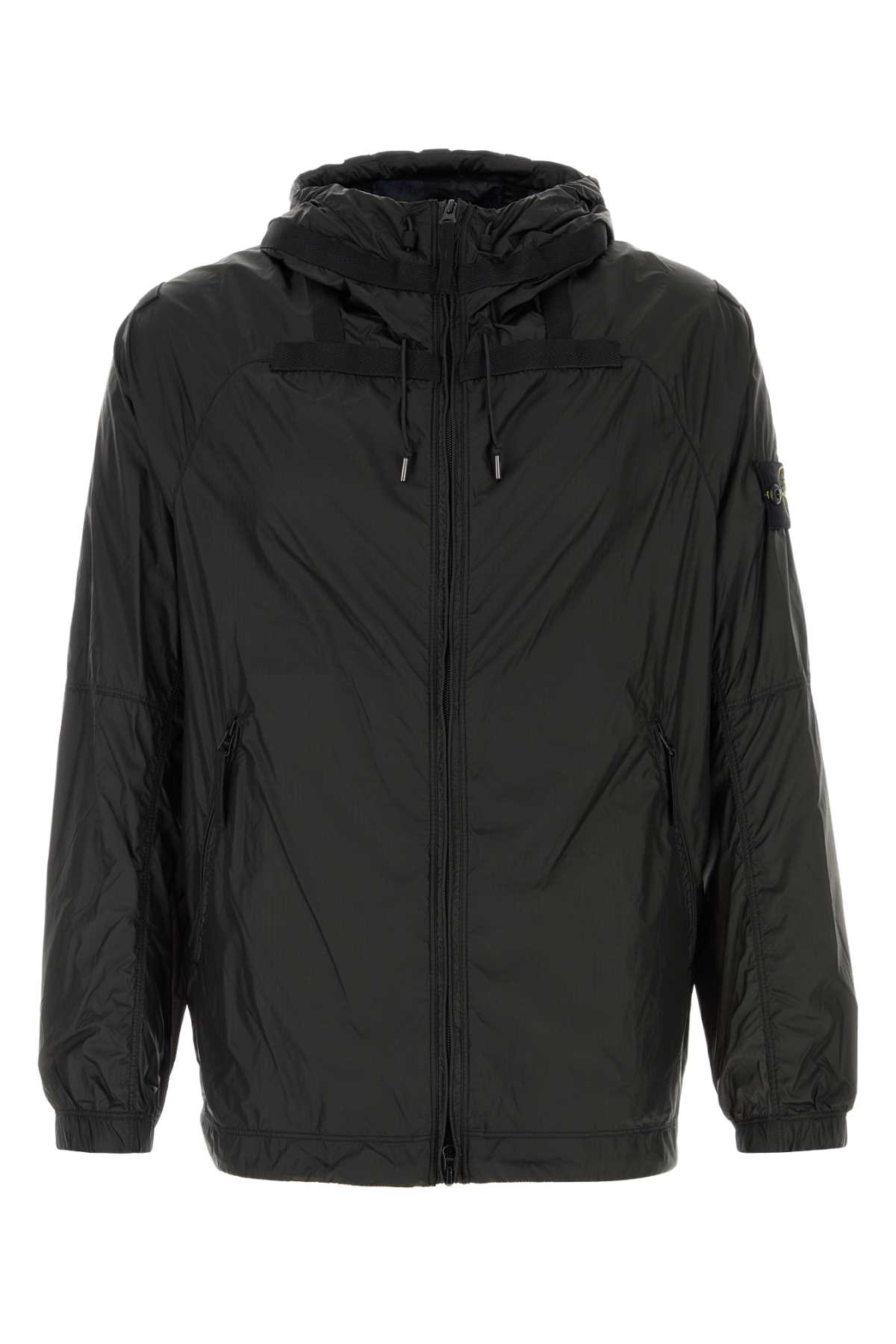 Black Nylon Windbreaker