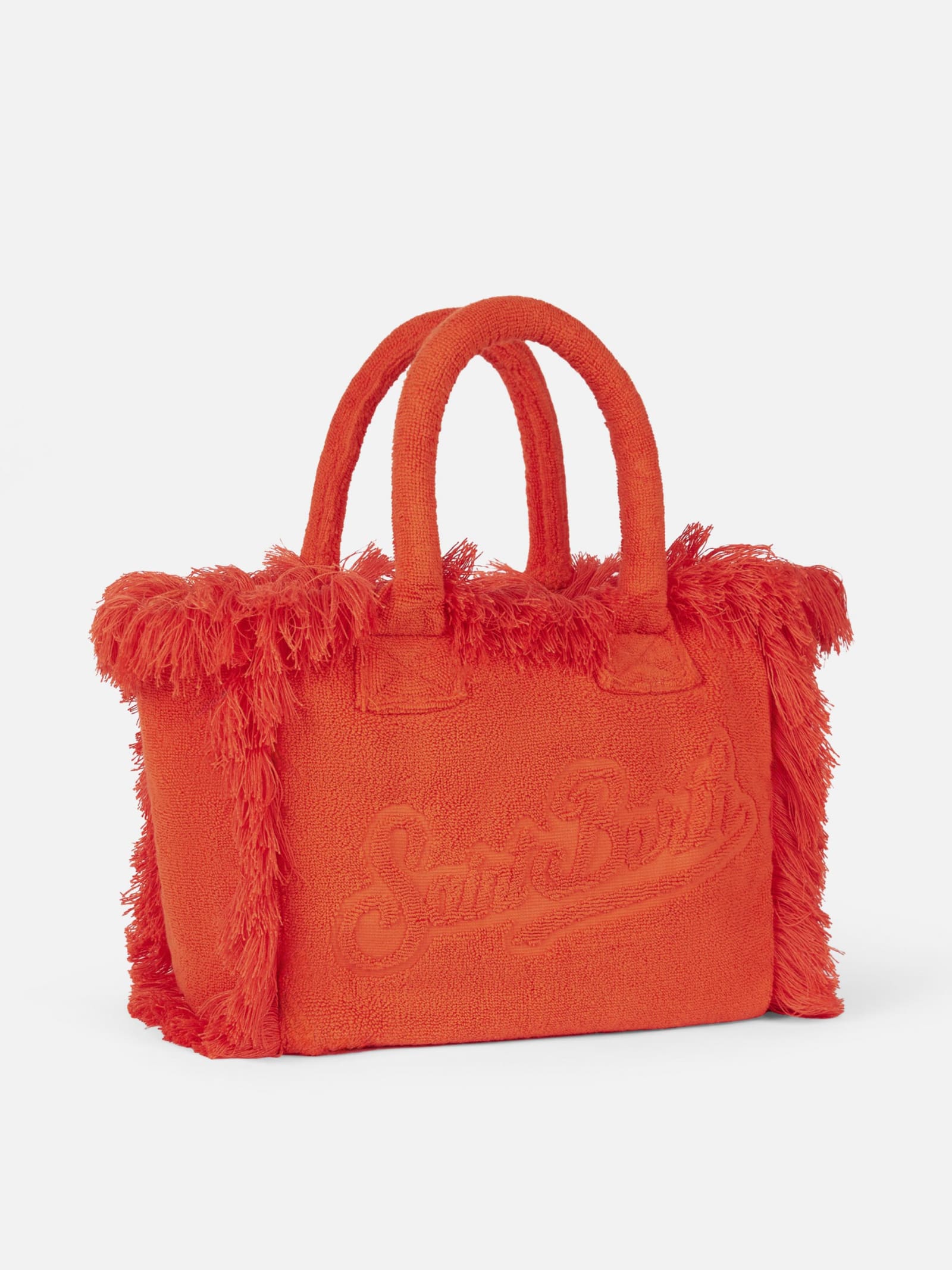 Mc2 Saint Barth Vanity Orange Terry Shoulder Soft Bag With Embossed Logo In Orange
