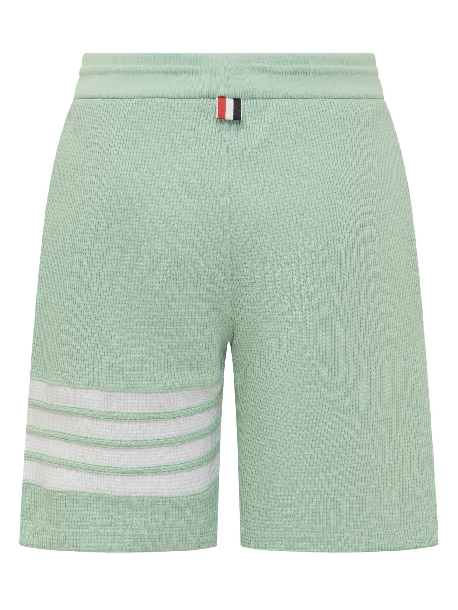 Shop Thom Browne Shorts With Logo In Lt Green