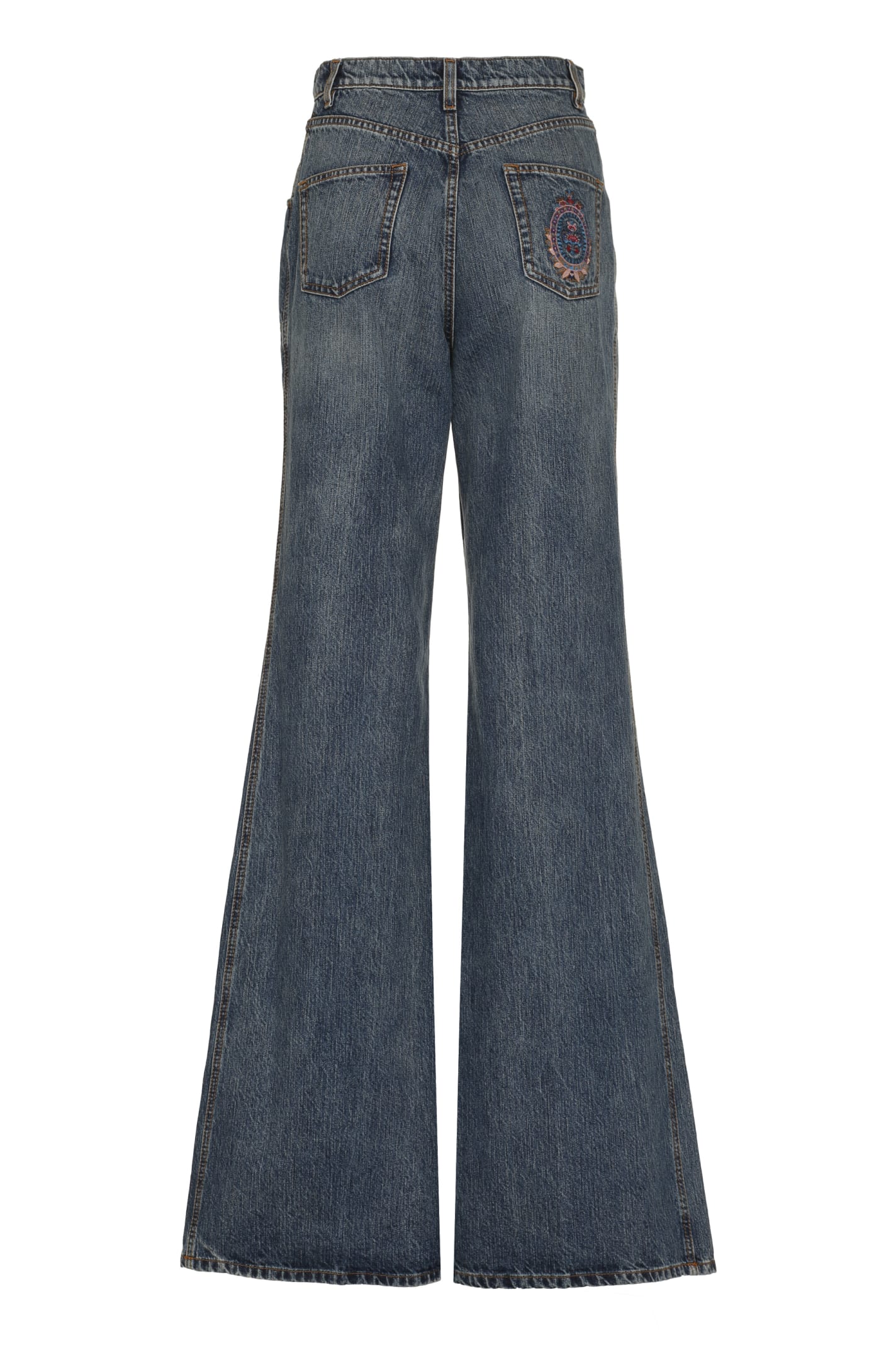 Shop Etro High-rise Flared Jeans In Denim