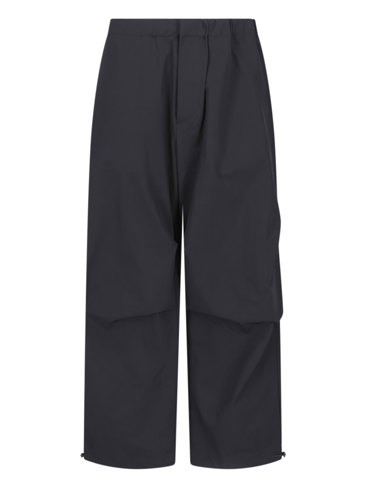 Studio Nicholson Straight Trousers With Elastic Waistband And Drawstring Hem In Black