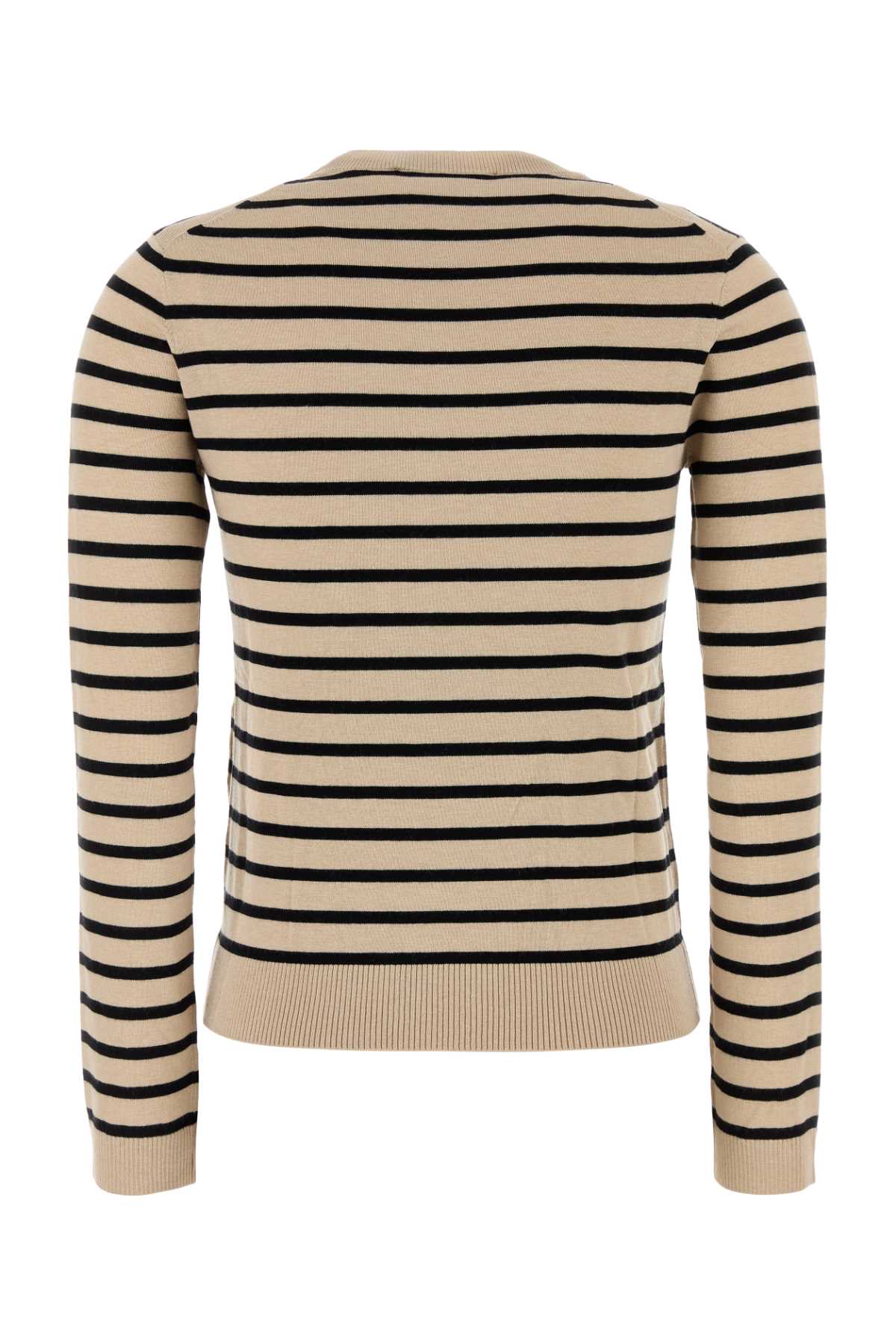Weekend Max Mara Sicilia Striped Crew Neck Silk Blend Sweater In Neutral