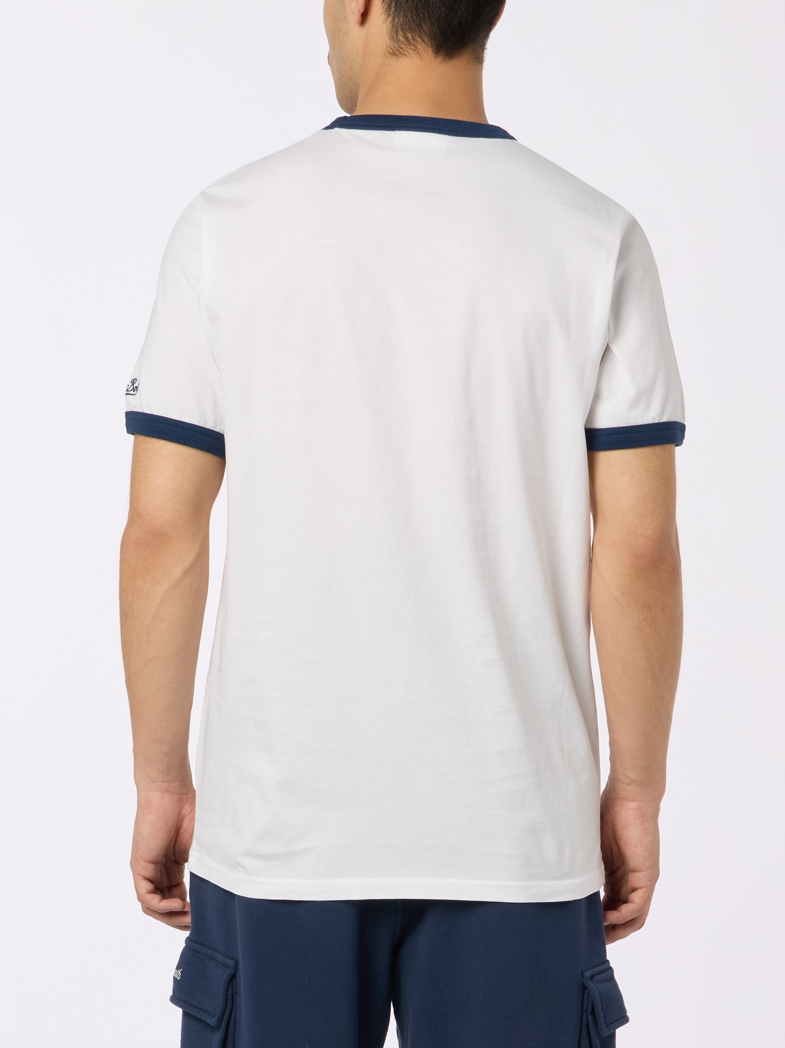 Shop Mc2 Saint Barth Man Cotton T-shirt With Avengers Print Marvel Special Edition In White
