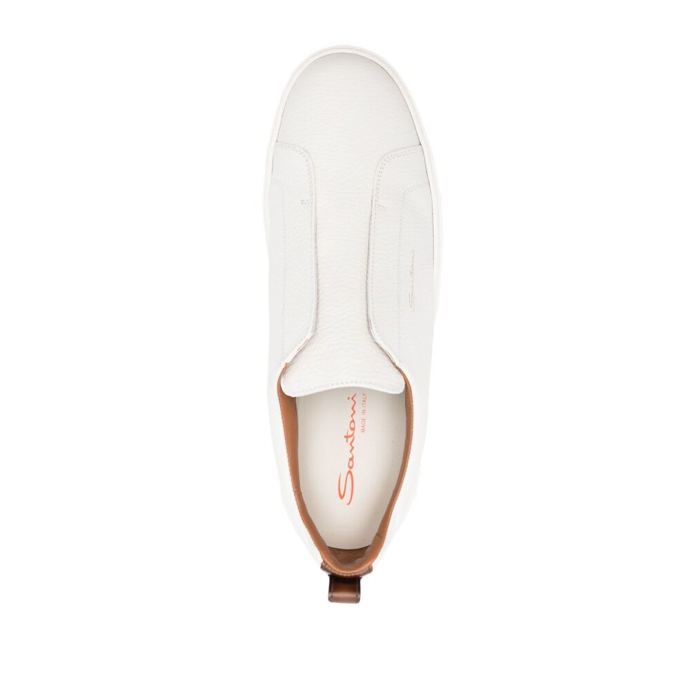 Santoni Slip-on Sneakers With Calf Leather And Durable Rubber Sole