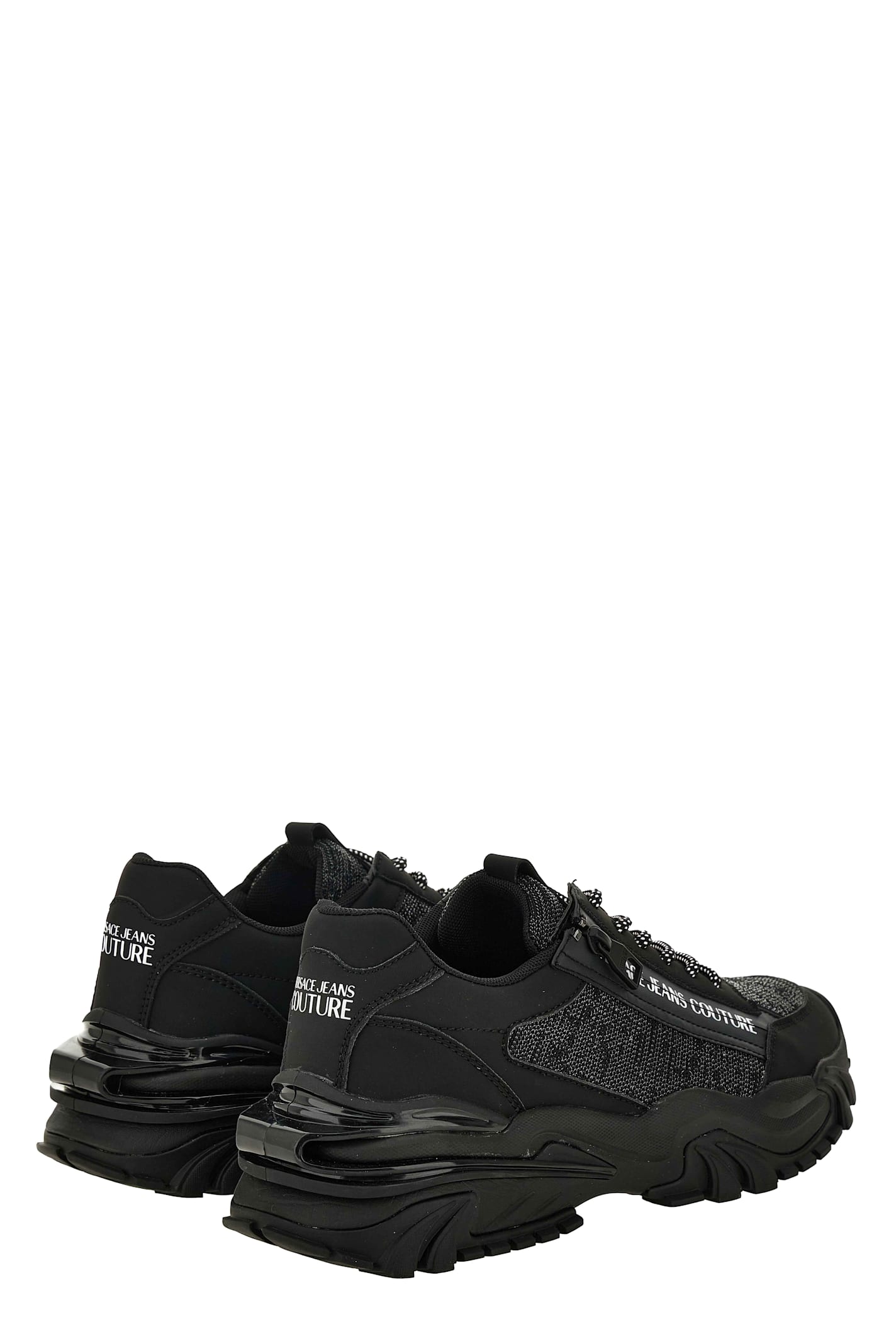 Versace Jeans Couture Zip-detail Textured Sneakers In Black