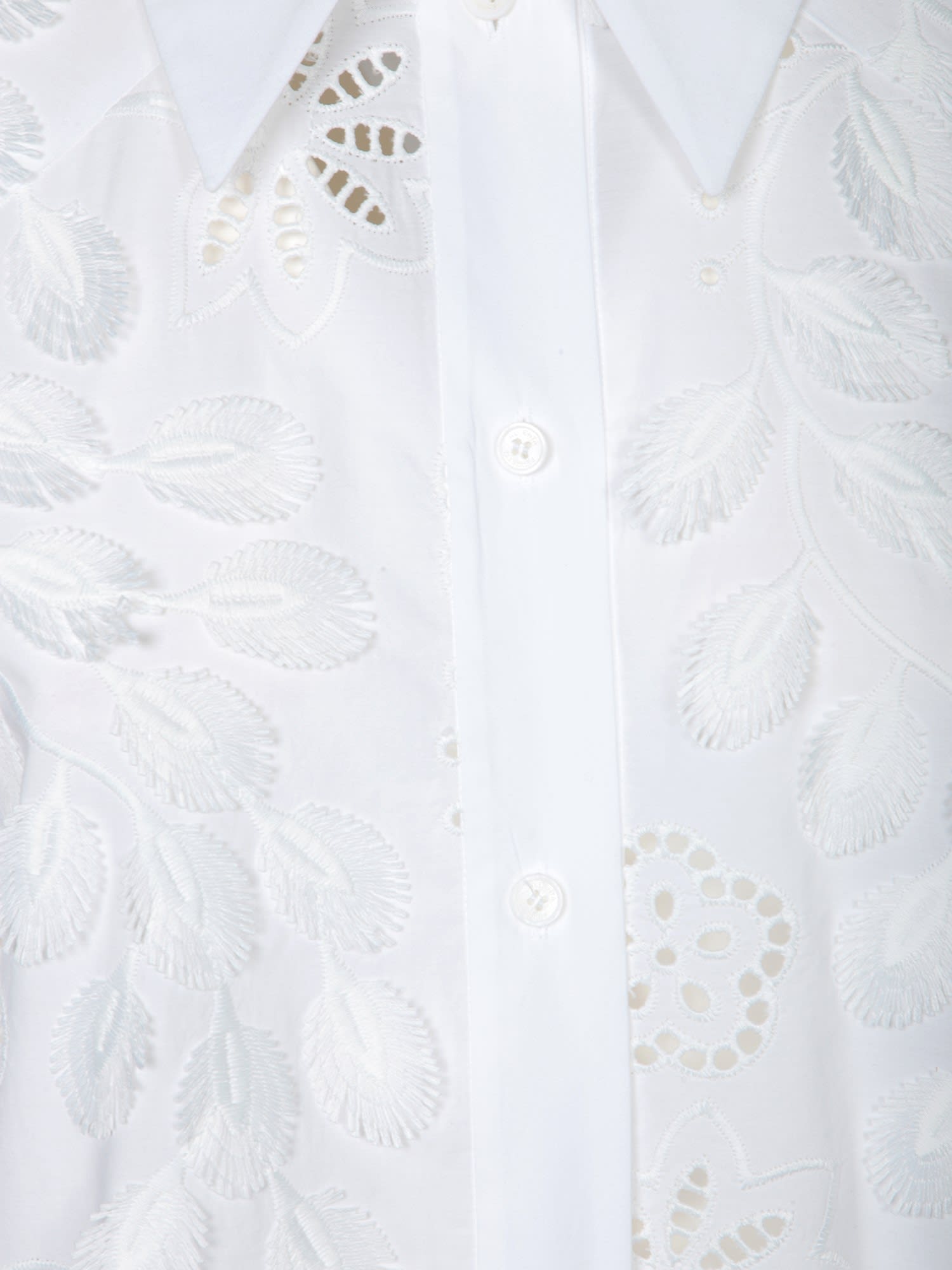 Alberta Ferretti Cut-out And Embroidery Detailed Shirt In Cotton Blend