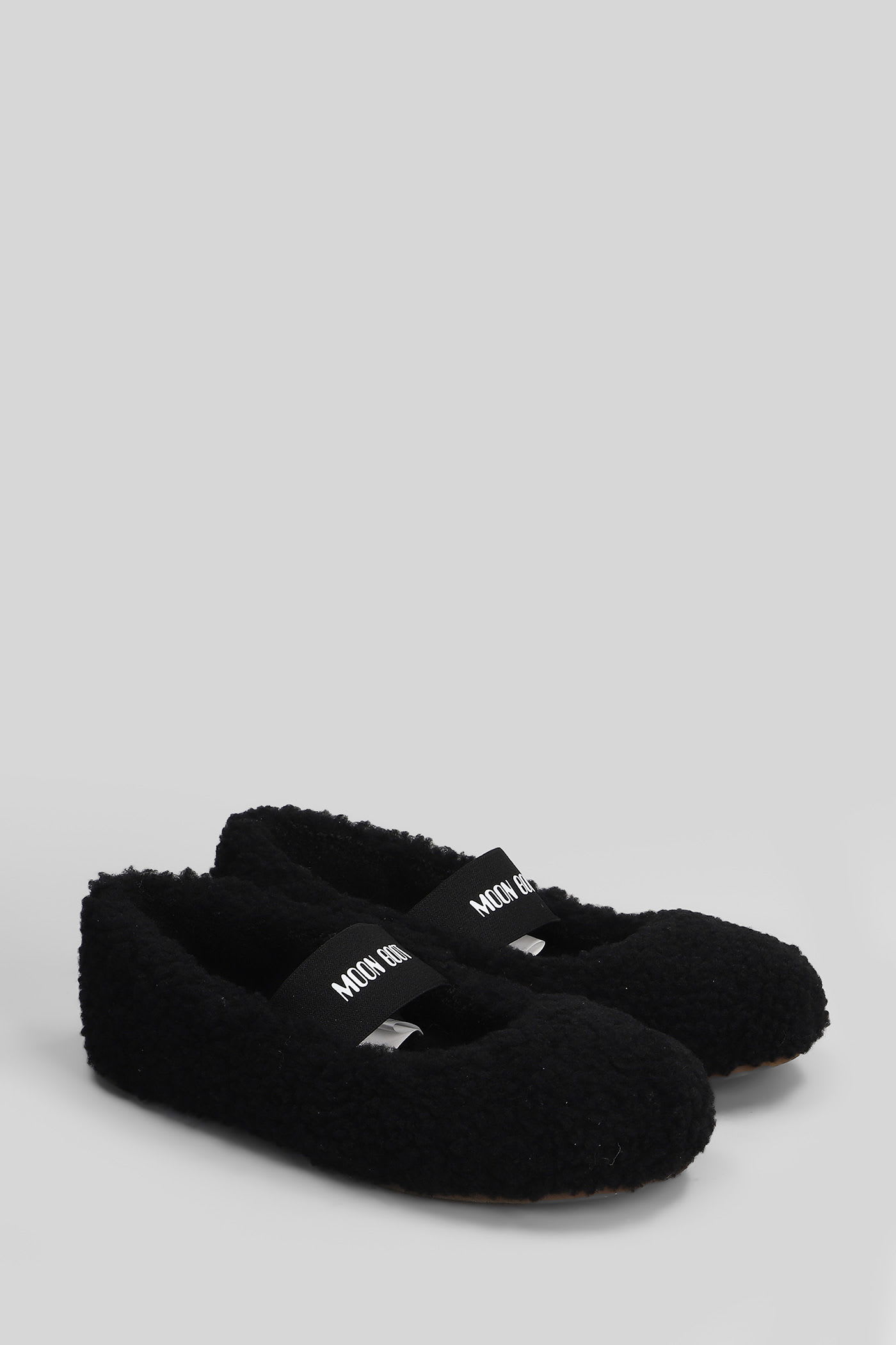 Moon Boot Mb Shearling Ballet Flats In Black Shearling In Black