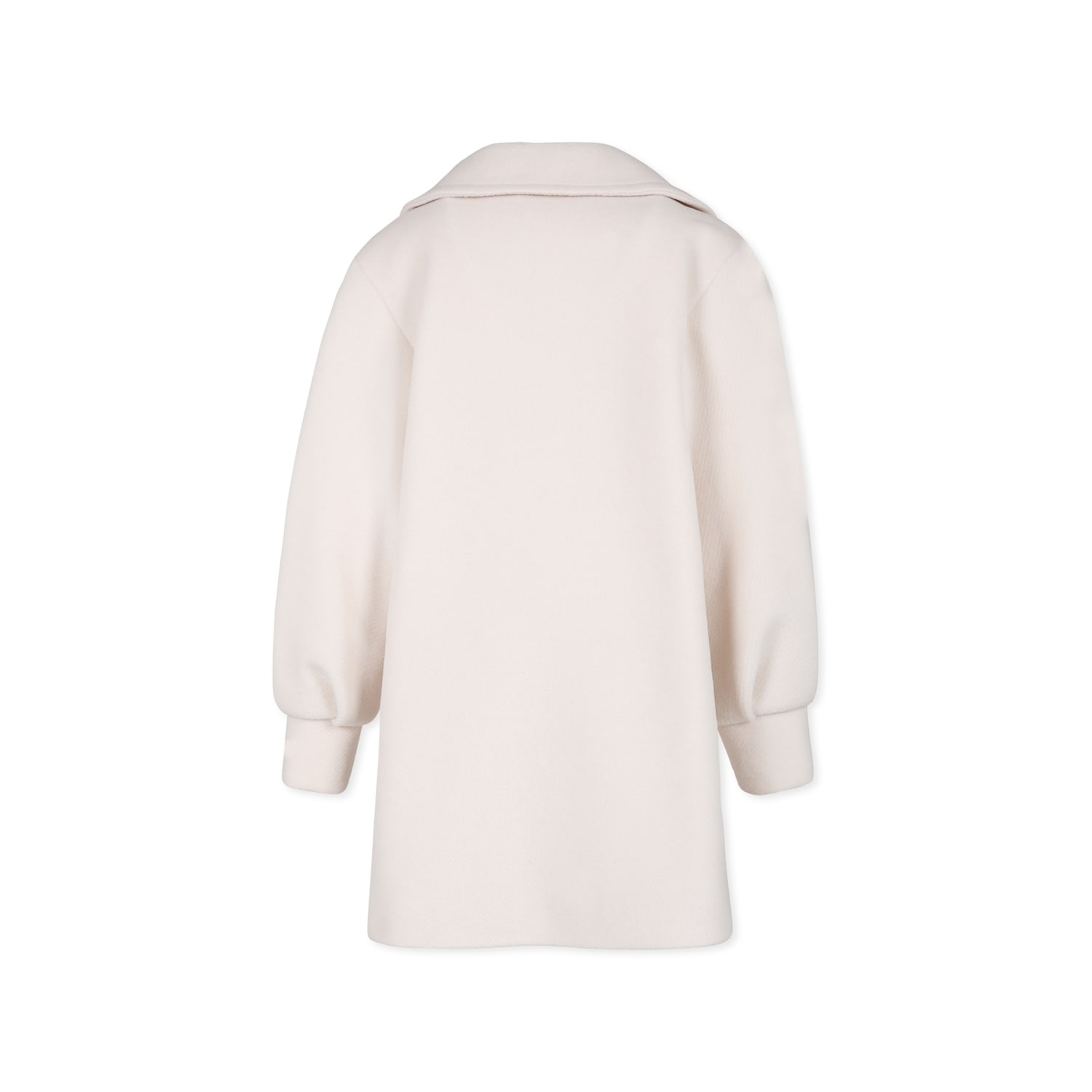 Pinko Ivory Coat For Girl With Logo In Ivory