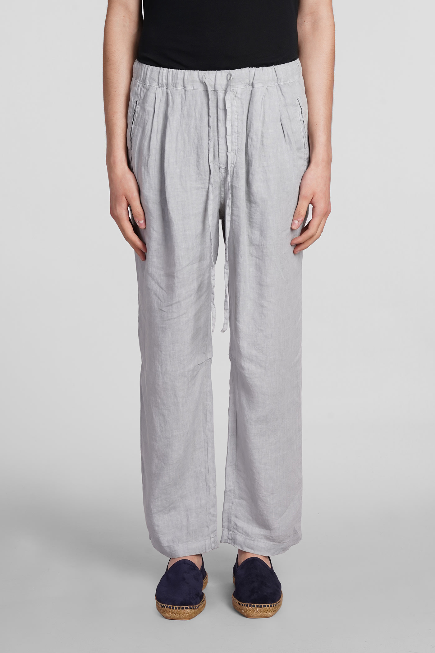 Shop Massimo Alba Keywest Pants In Grey Linen