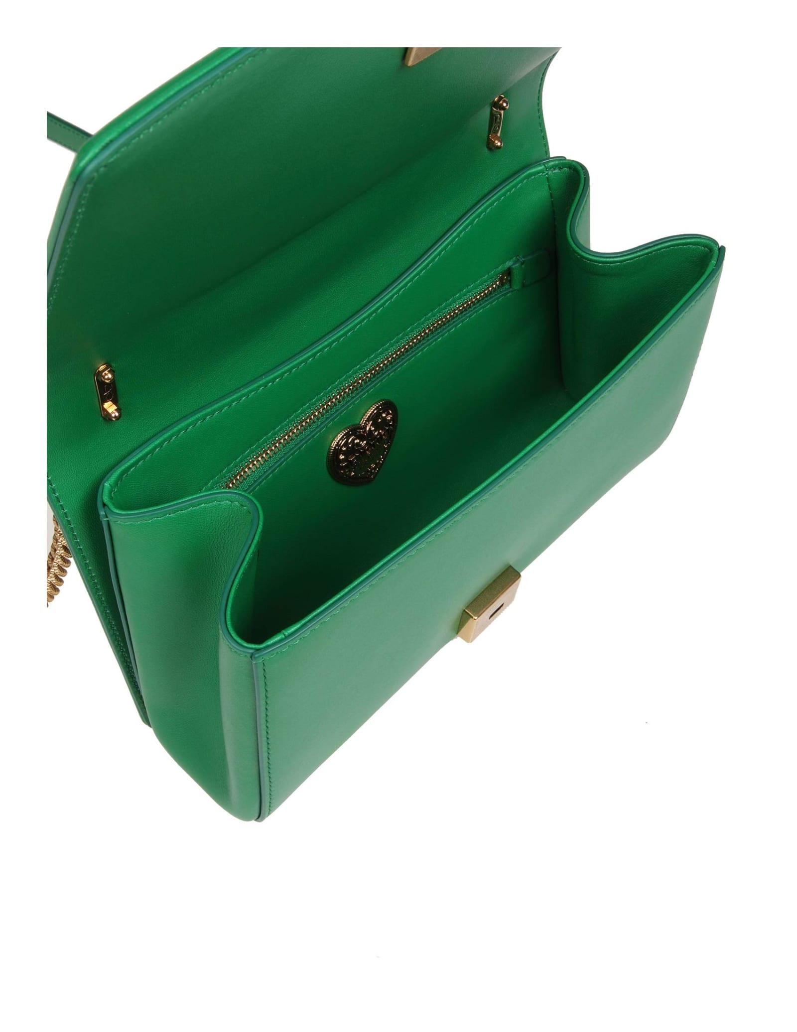Shop Dolce & Gabbana Medium Devotion Bag In Green Matelass Appa