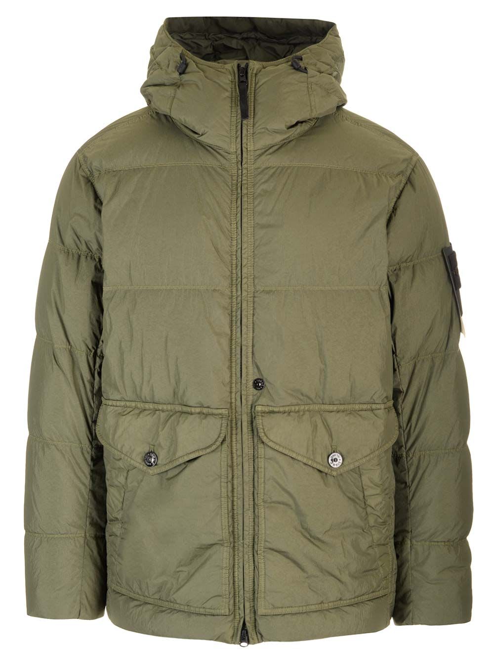 Shop Stone Island Hood With Down Filling In Green