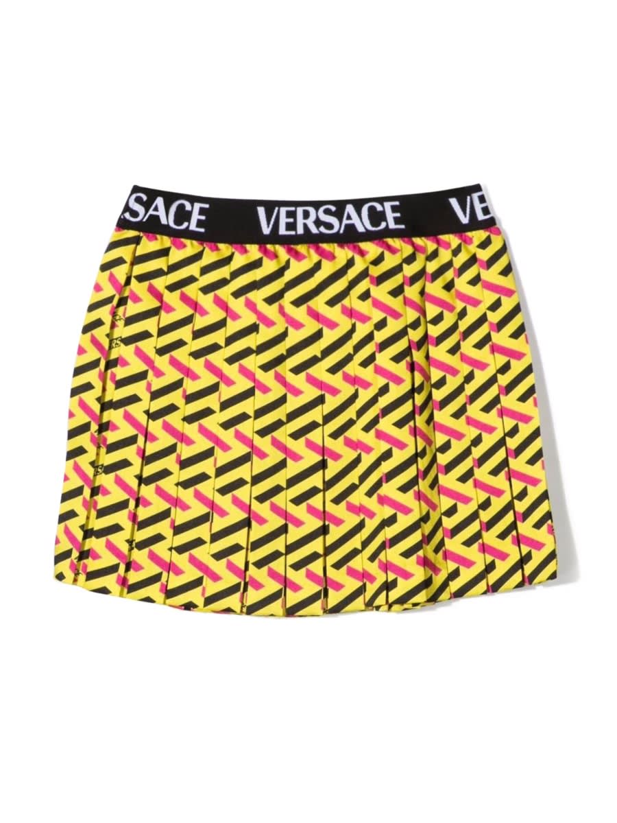 Versace Skirt Twill Monogram + Elastico Logo In Yellow